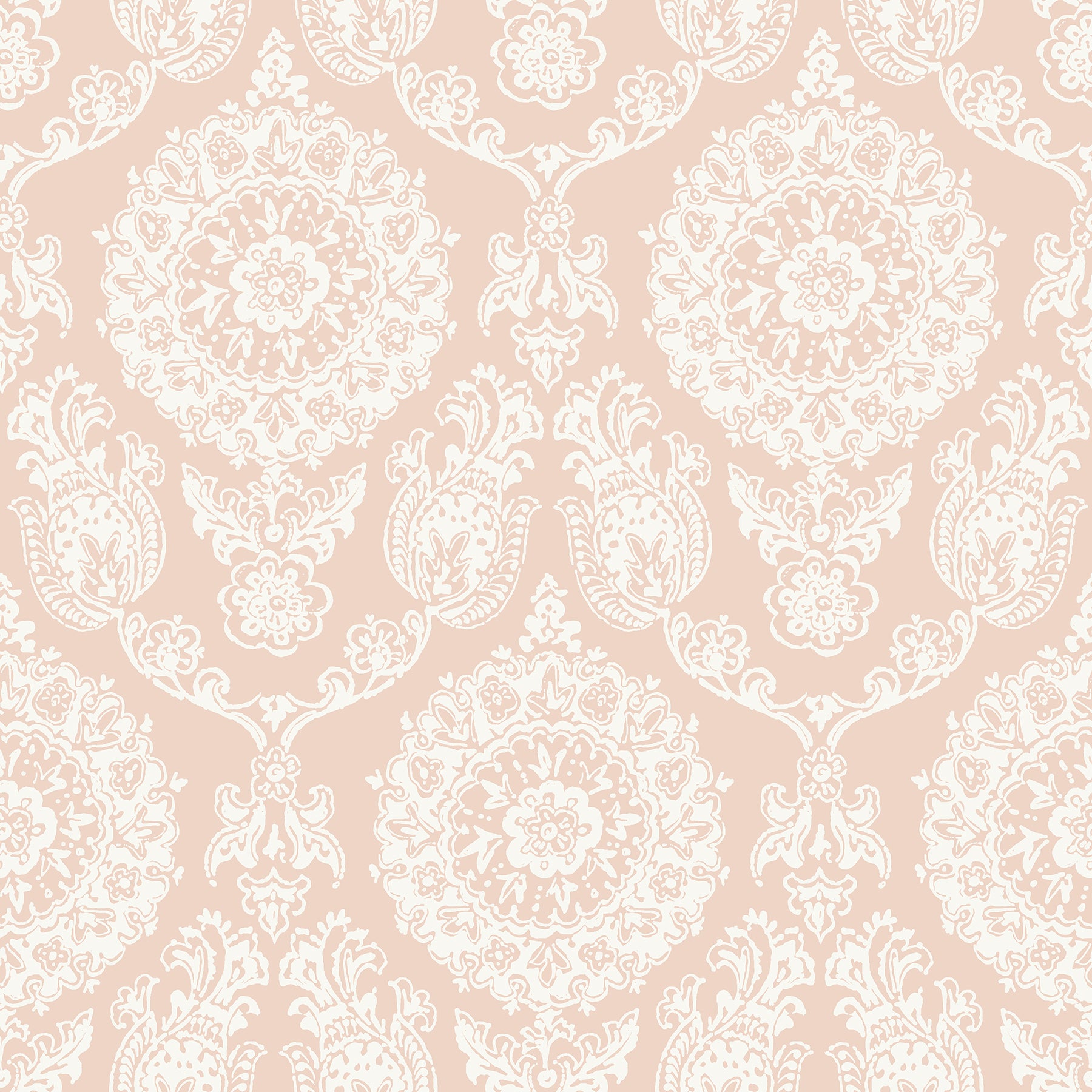 Chesapeake 4071-71022 Helm Damask Blush Floral Medallion Wallpaper