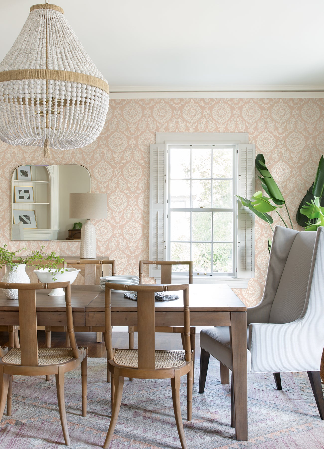 Chesapeake 4071-71022 Helm Damask Blush Floral Medallion Wallpaper