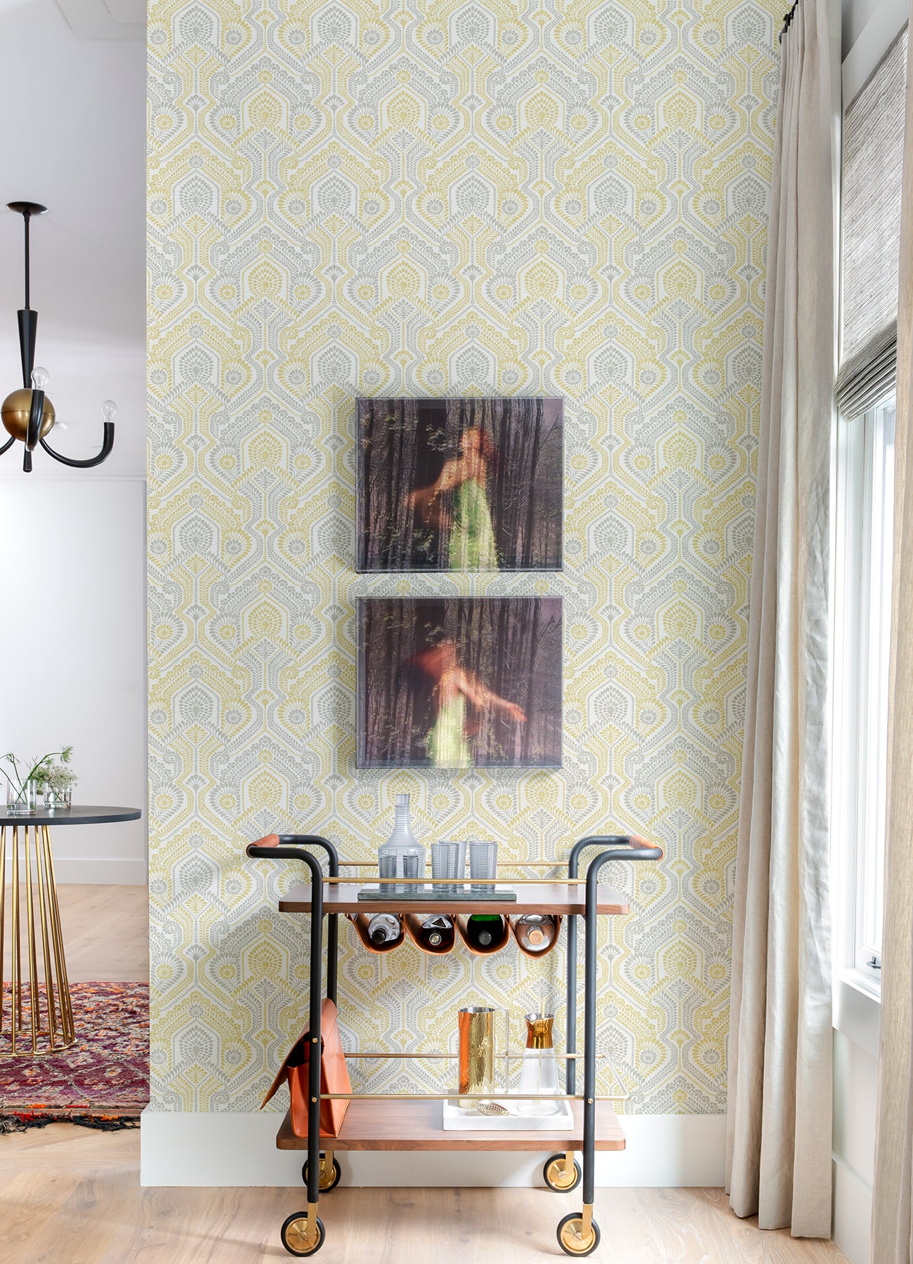 A-Street Prints 4074-26615 Fernback Yellow Ornate Botanical Wallpaper