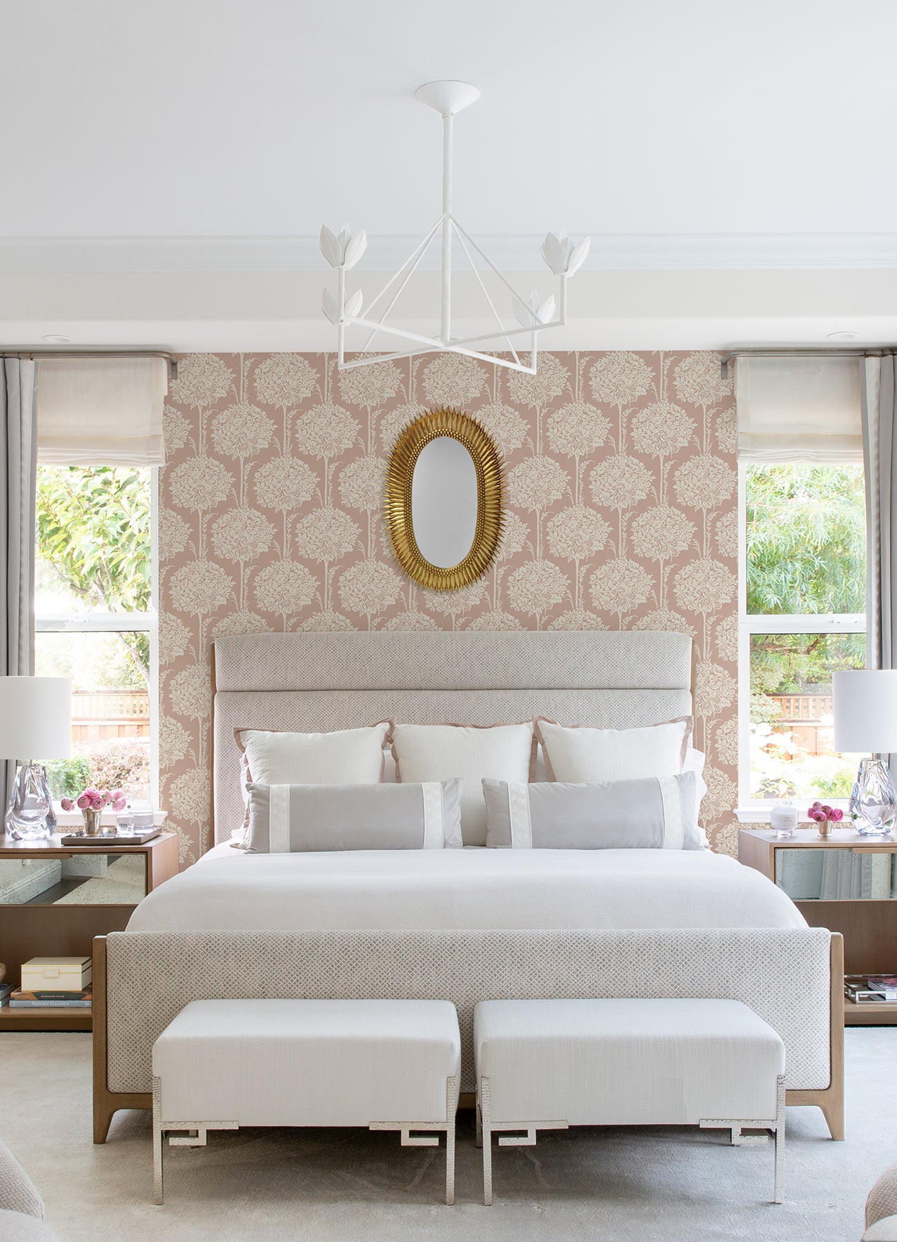 A-Street Prints 4074-26624 Zaria Apricot Topiary Wallpaper