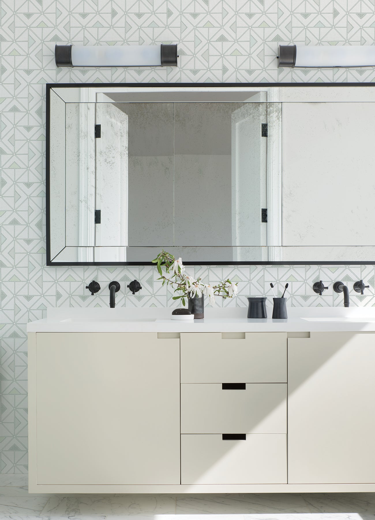 A-Street Prints 4074-26634 Jekyl Green Triangles Wallpaper