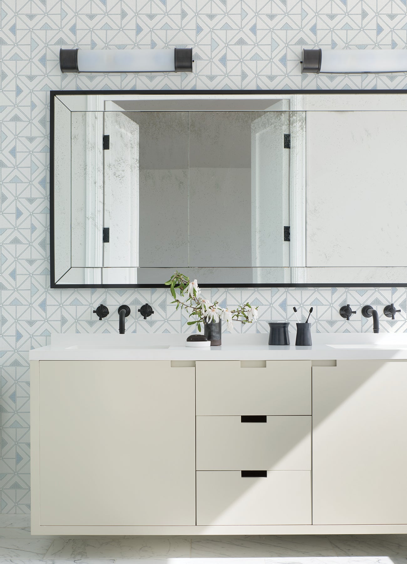 A-Street Prints 4074-26635 Jekyl Blue Triangles Wallpaper