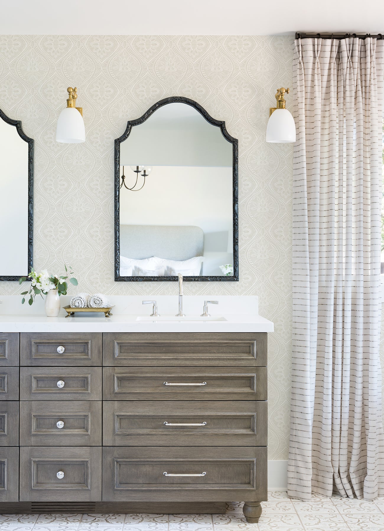 A-Street Prints 4074-26639 Scout Light Grey Floral Ogee Wallpaper