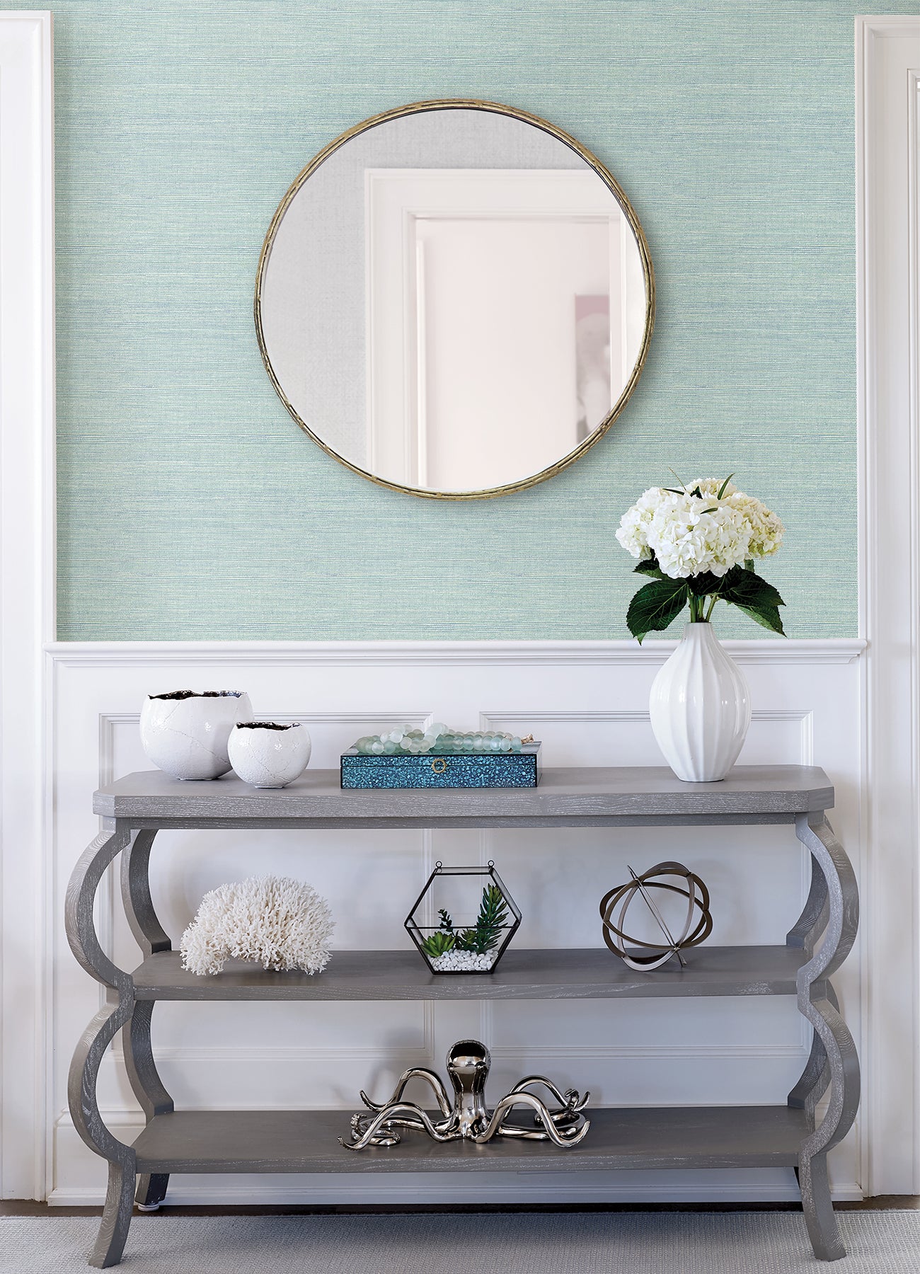 A-Street Prints 4080-24282 Agave Aqua Faux Grasscloth Wallpaper