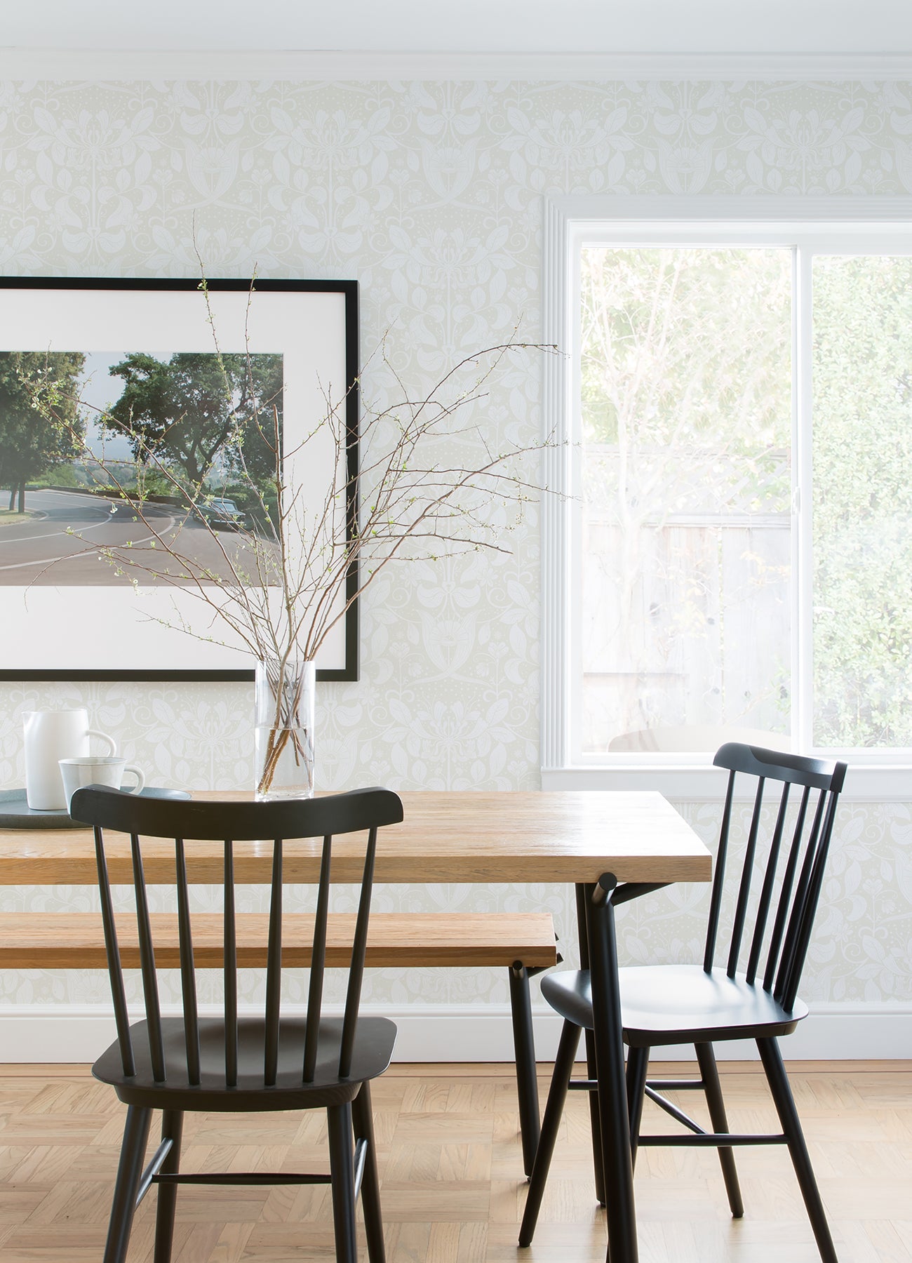 A-Street Prints 4080-83130 Berit Bone Floral Crest Wallpaper