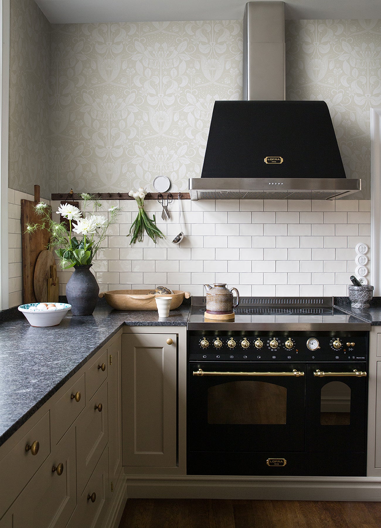 A-Street Prints 4080-83130 Berit Bone Floral Crest Wallpaper