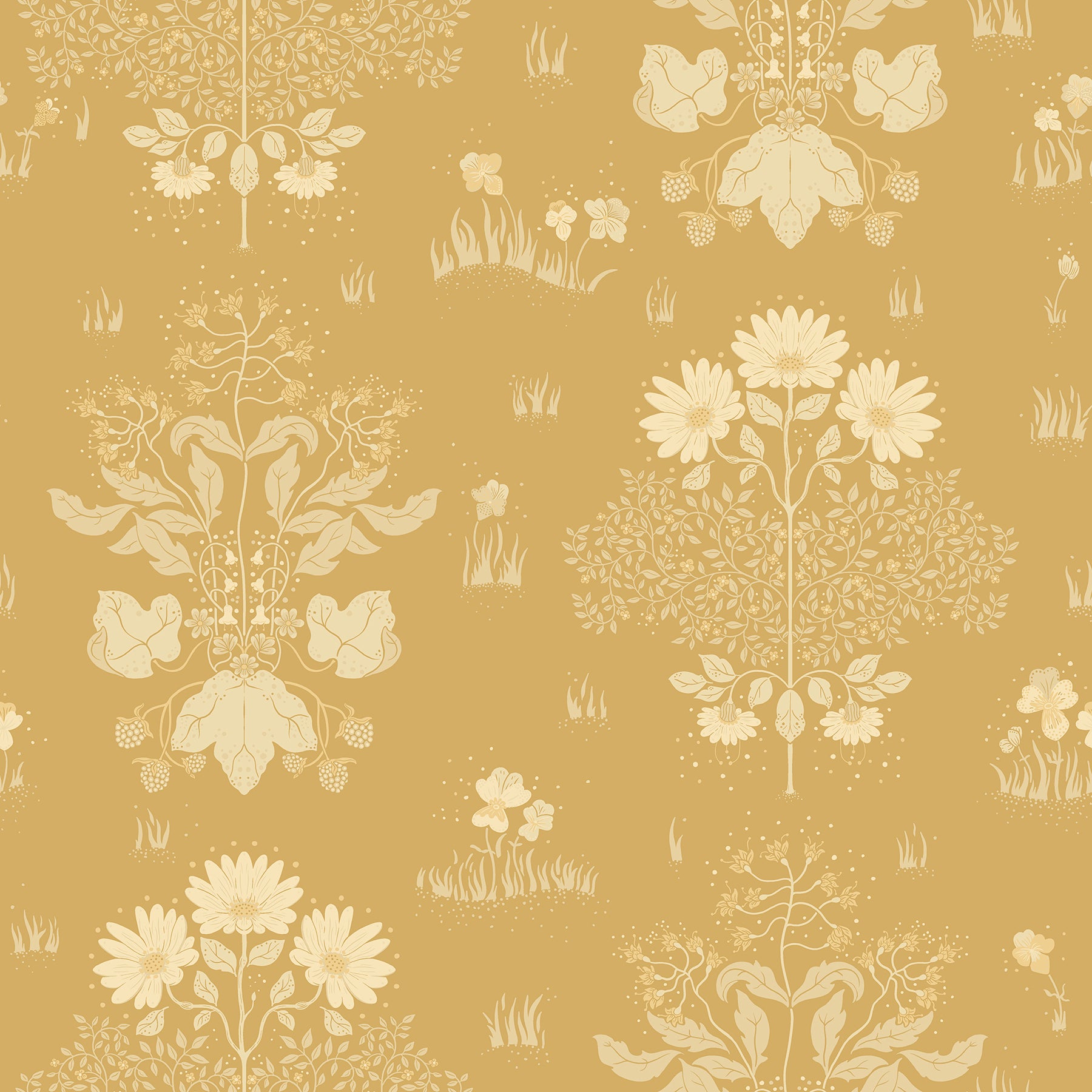 A-Street Prints 4080-83135 Elda Gold Delicate Daisies Wallpaper