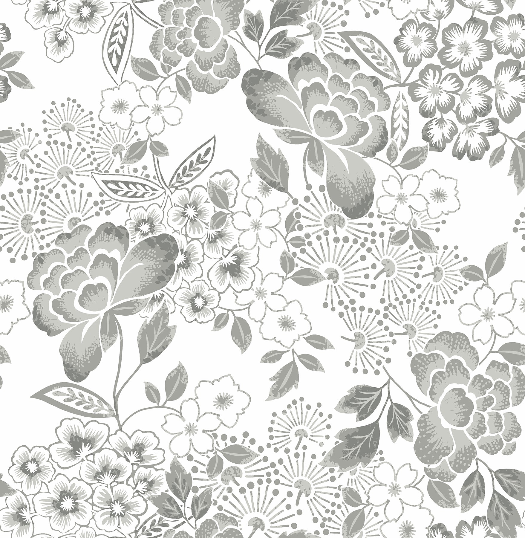 A-Steet Prints 4081-26303 Irina Grey Floral Blooms Wallpaper