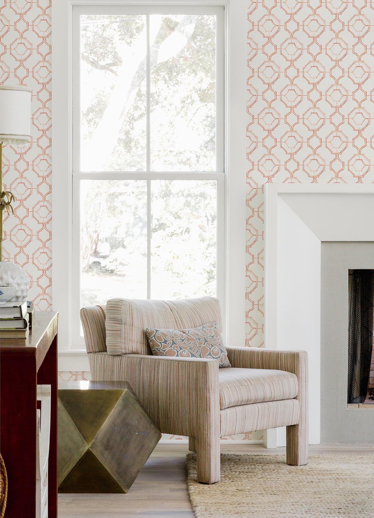 A-Street Prints 4081-26317 Gallina Orange Trellis Wallpaper