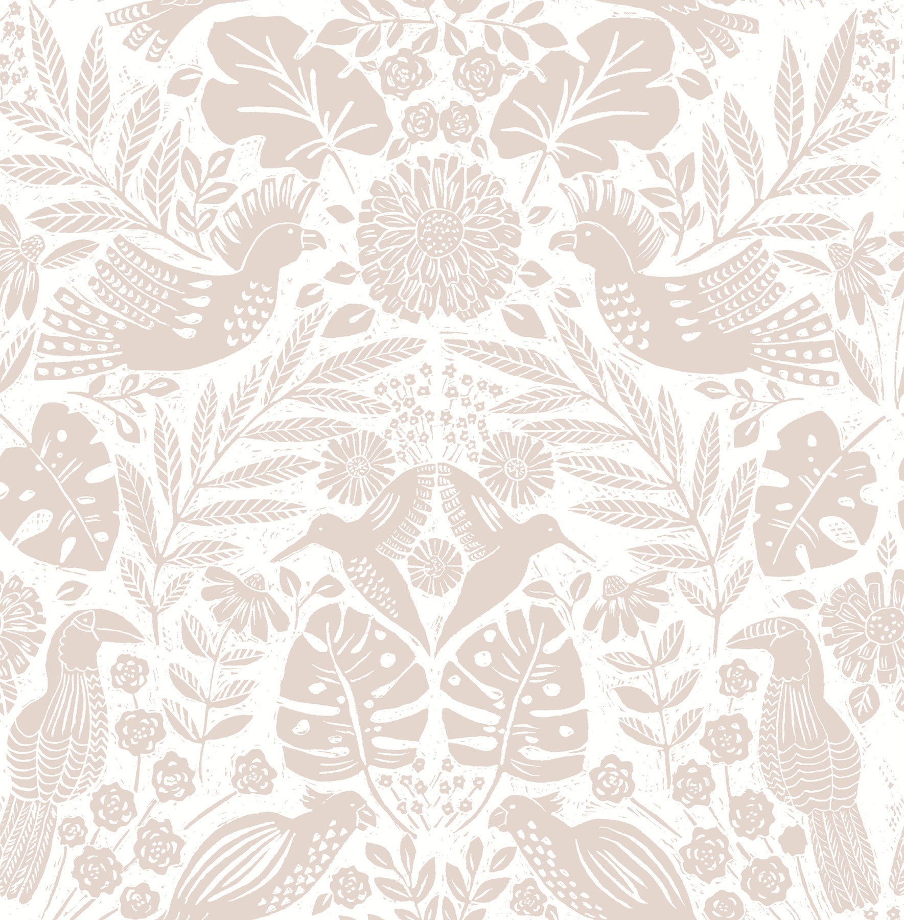 A-Street Prints 4122-27002 Nestle Pink Bird Block Print Wallpaper