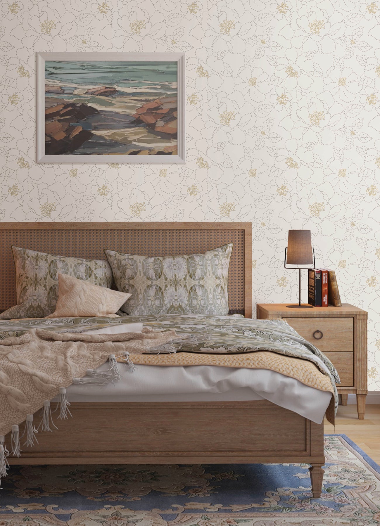 A-Street Prints 4122-27007 Gardena White Embroidered Floral Wallpaper