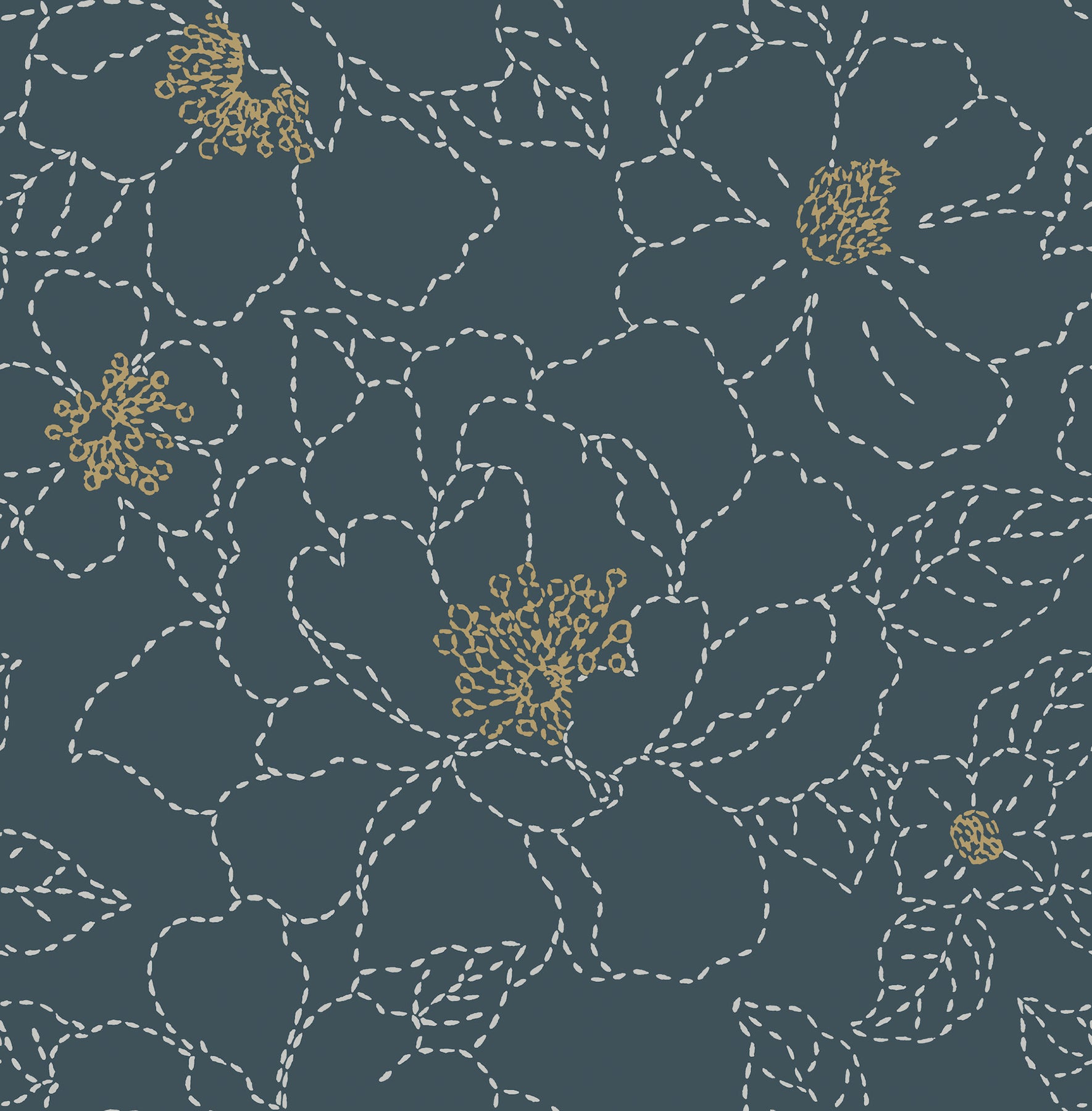 A-Street Prints 4122-27009 Gardena Indigo Embroidered Floral Wallpaper