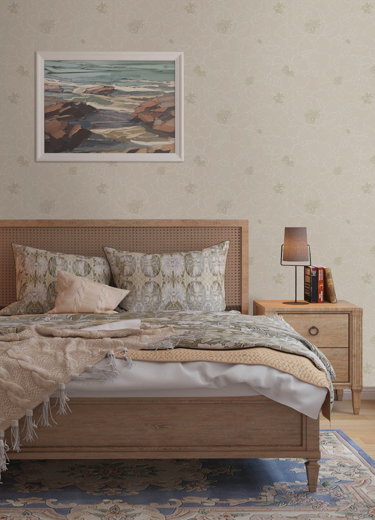 A-Street Prints 4122-27010 Gardena Light Grey Embroidered Floral Wallpaper