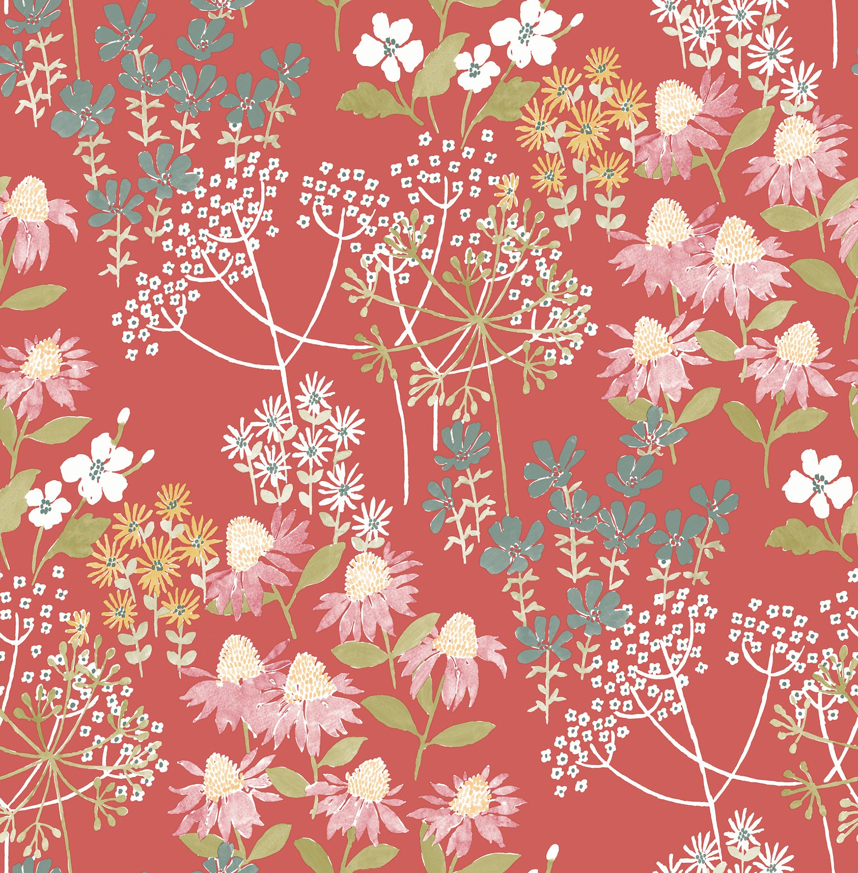A-Street Prints 4122-27019 Cultivate Red Springtime Blooms Wallpaper