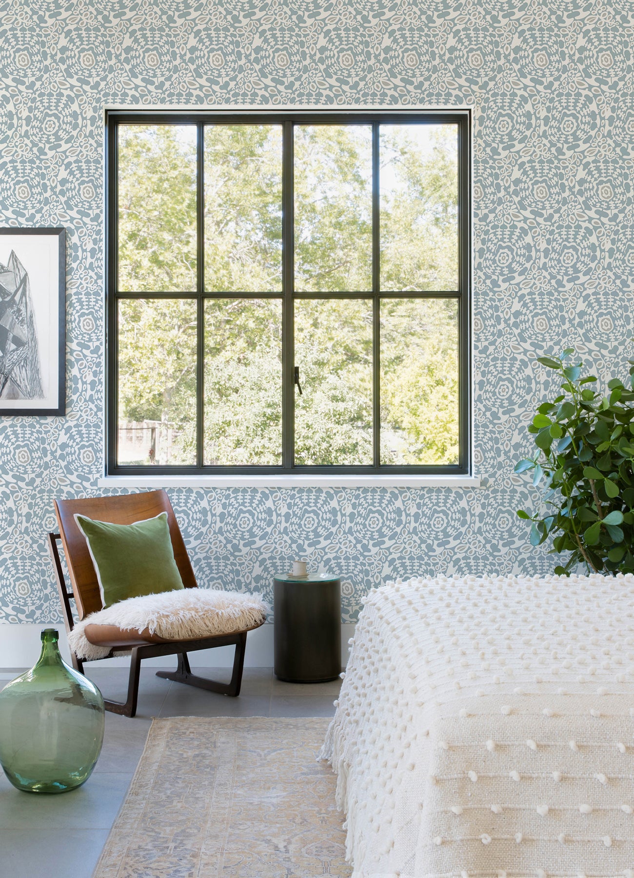 A-Street Prints 4122-27039 Divine Light Blue Abstract Medallion Wallpaper