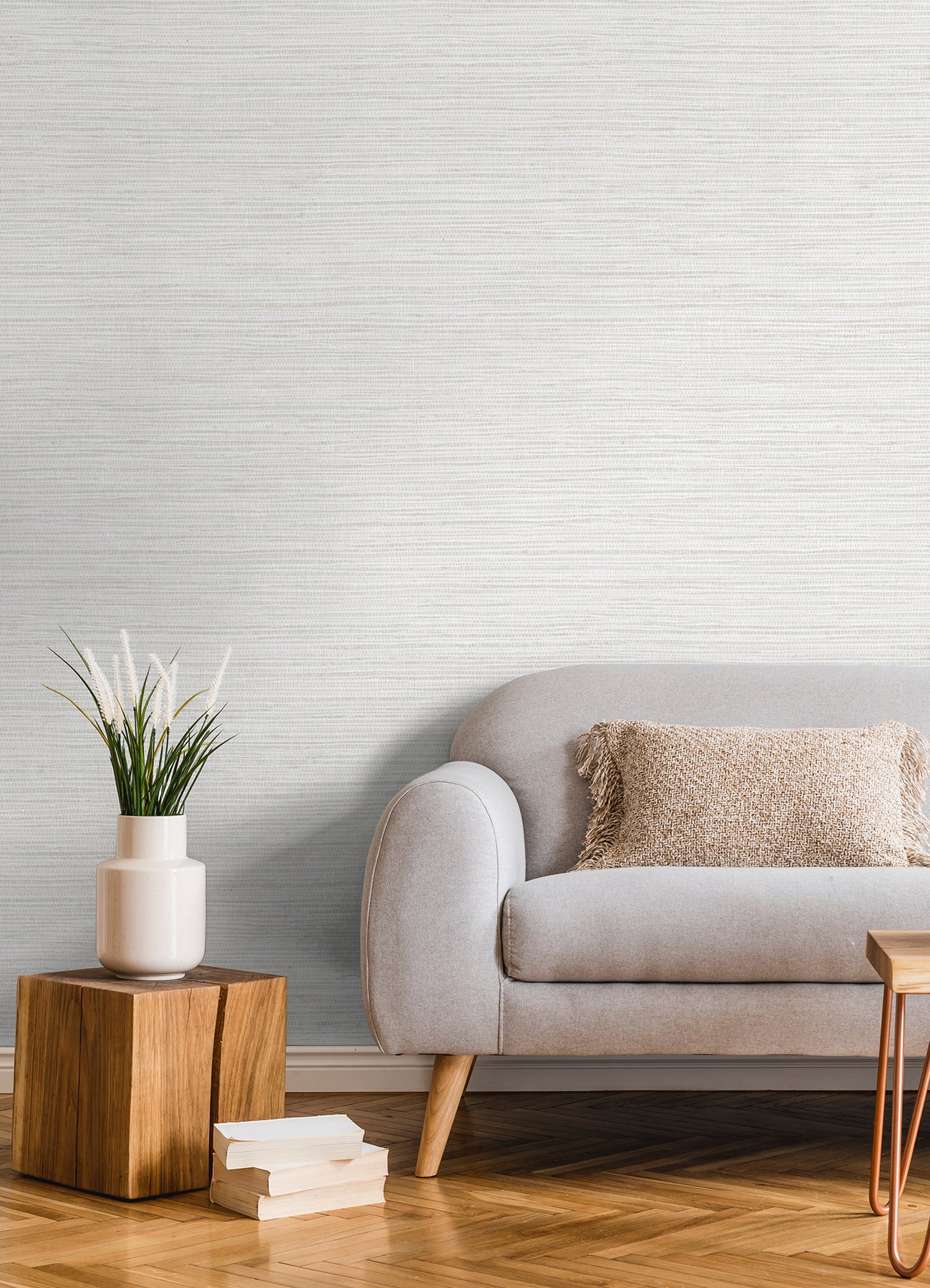 Advantage 4125-26713 Alton Off-White Faux Grasscloth Wallpaper
