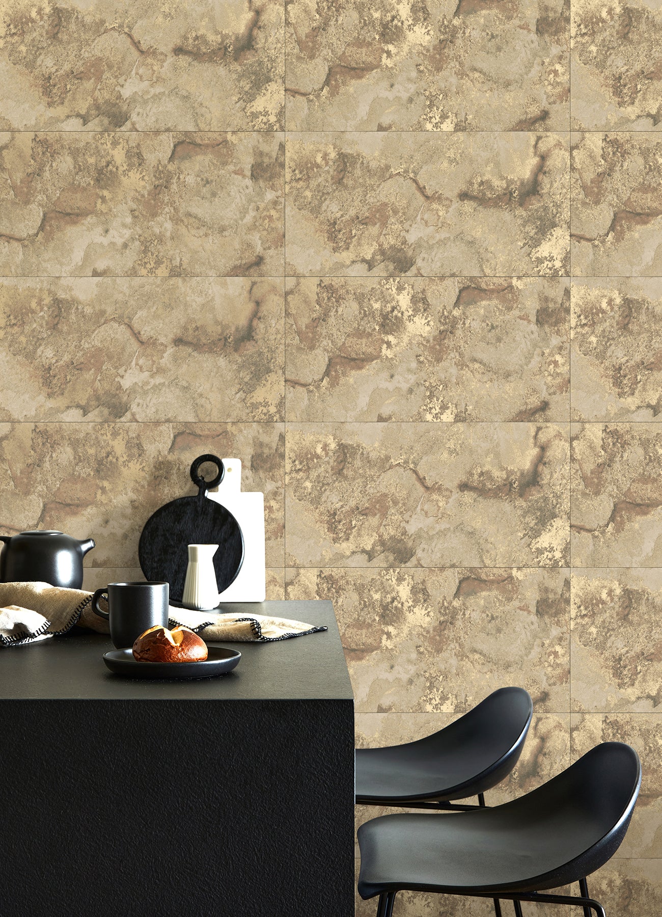 Advantage 4125-26733 Aria Light Brown Marbled Tile Wallpaper