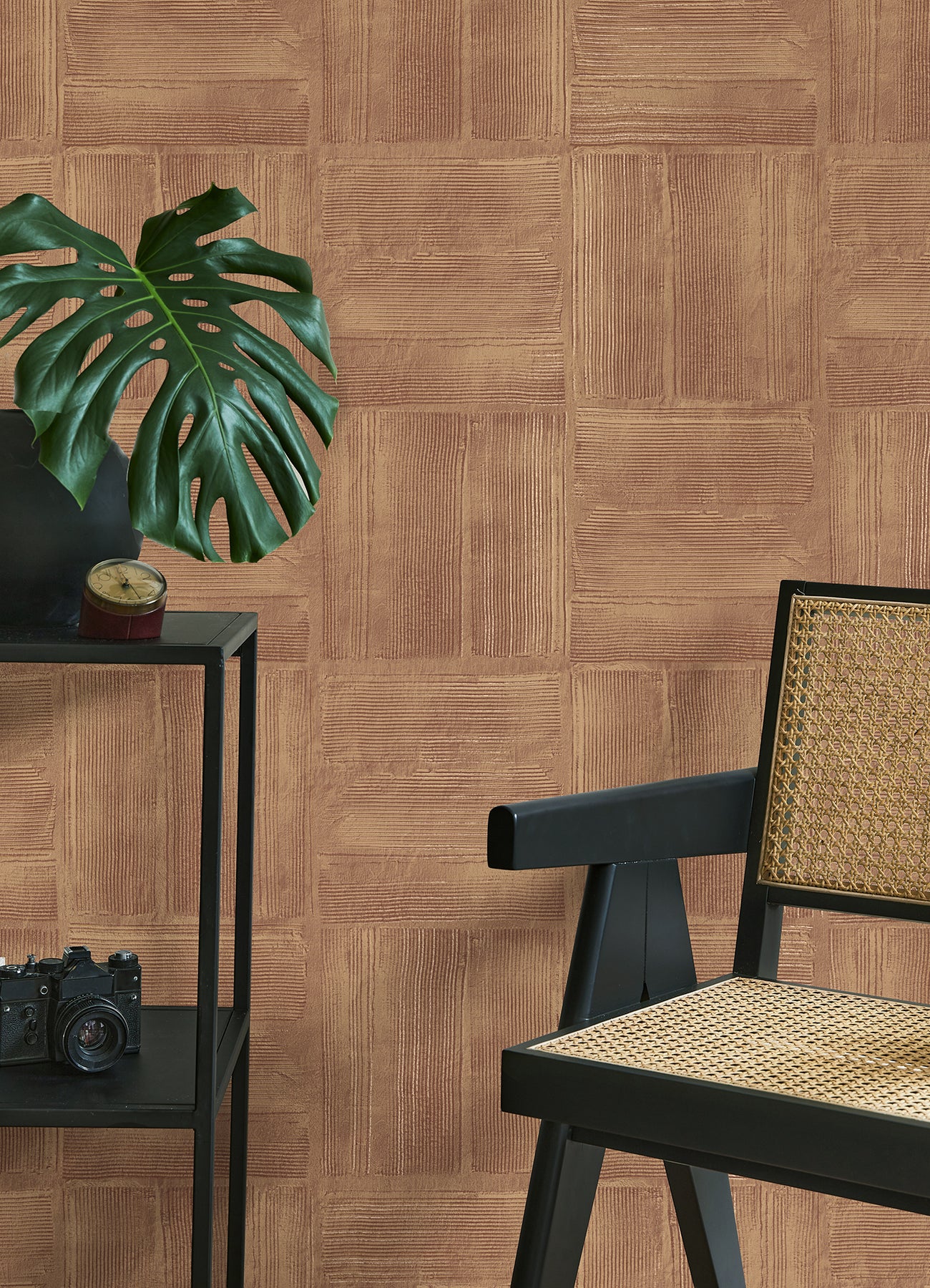 Advantage 4125-26736 Jasper Rust Block Texture Wallpaper