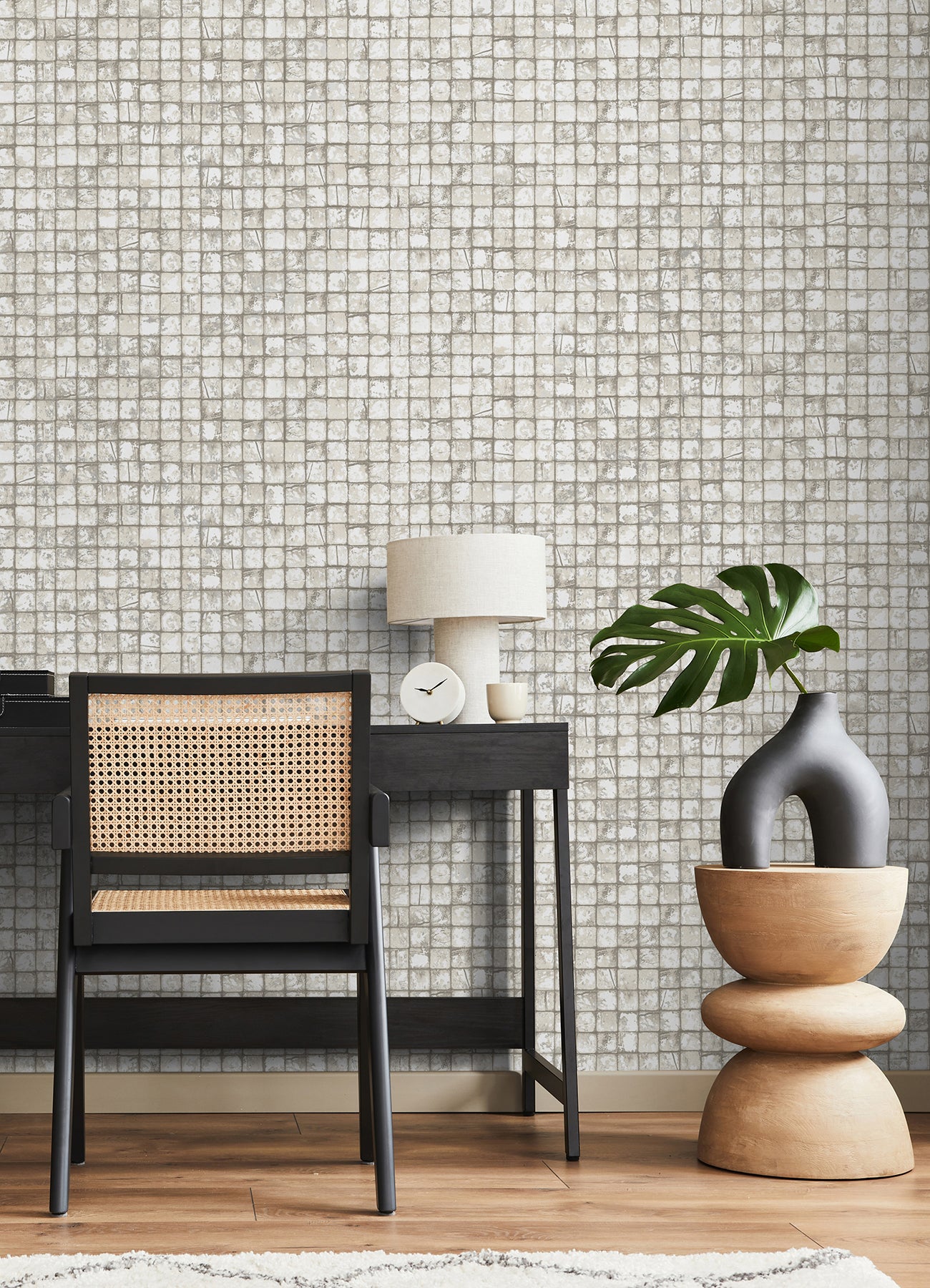 Advantage 4125-26755 Kingsley Off-White Tiled Wallpaper