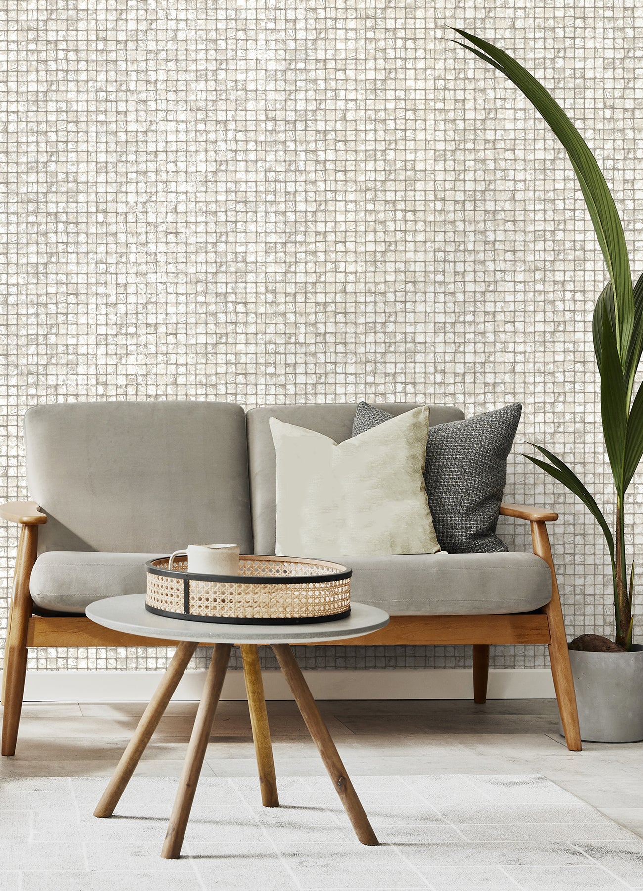 Advantage 4125-26755 Kingsley Off-White Tiled Wallpaper