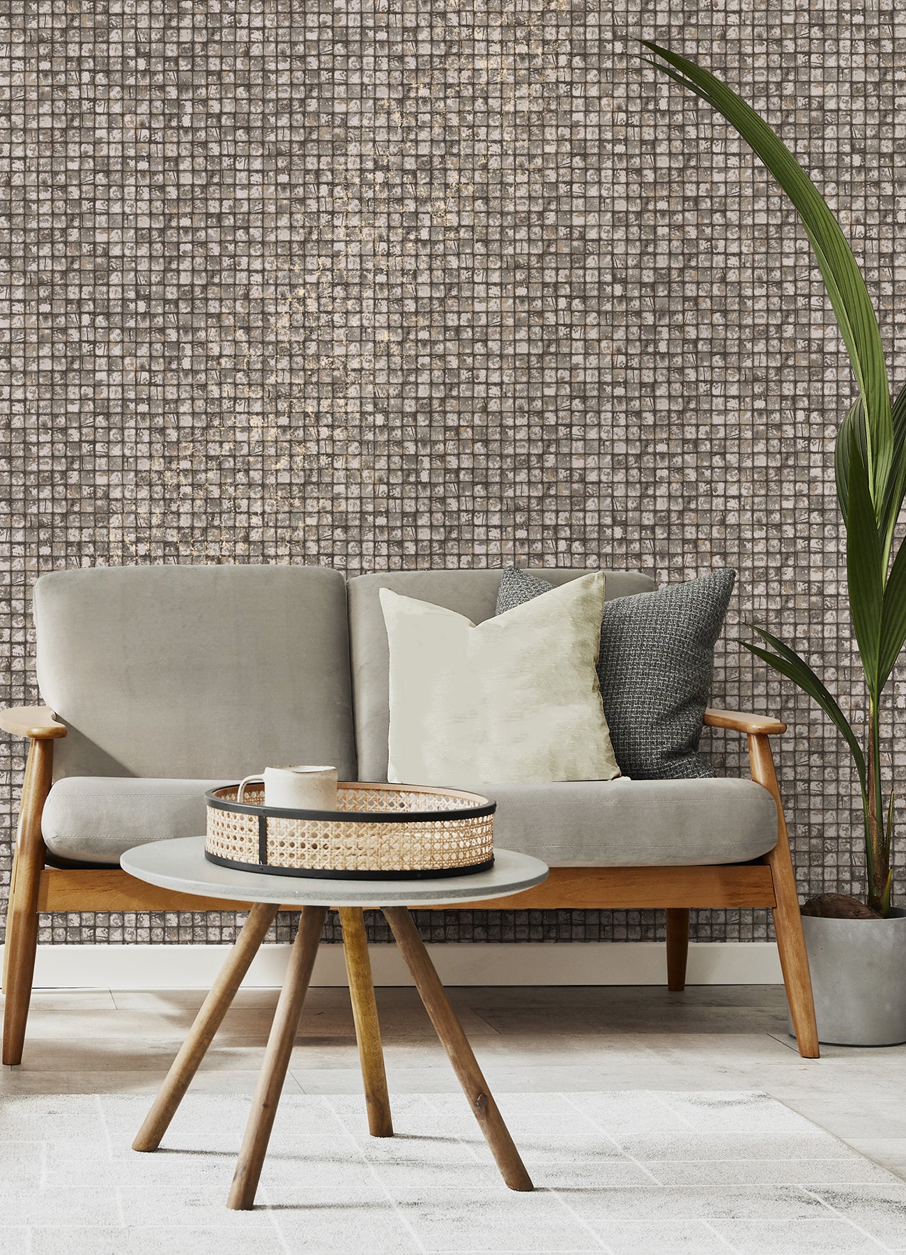 Advantage 4125-26756 Kingsley Grey Tiled Wallpaper