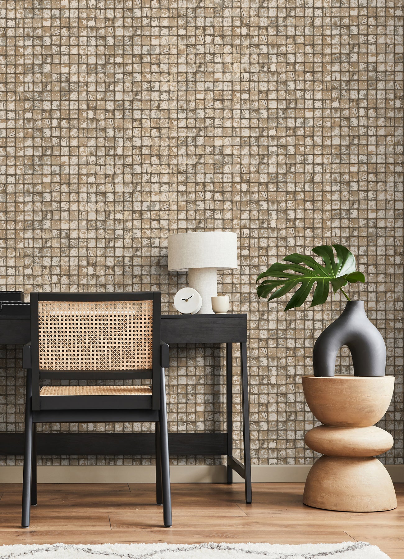 Advantage 4125-26757 Kingsley Neutral Tiled Wallpaper