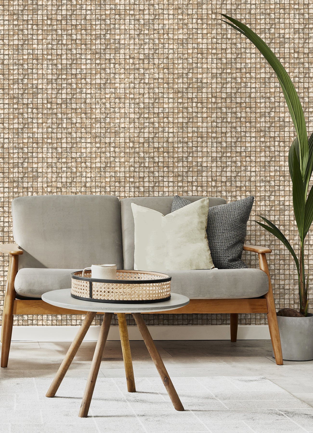 Advantage 4125-26757 Kingsley Neutral Tiled Wallpaper