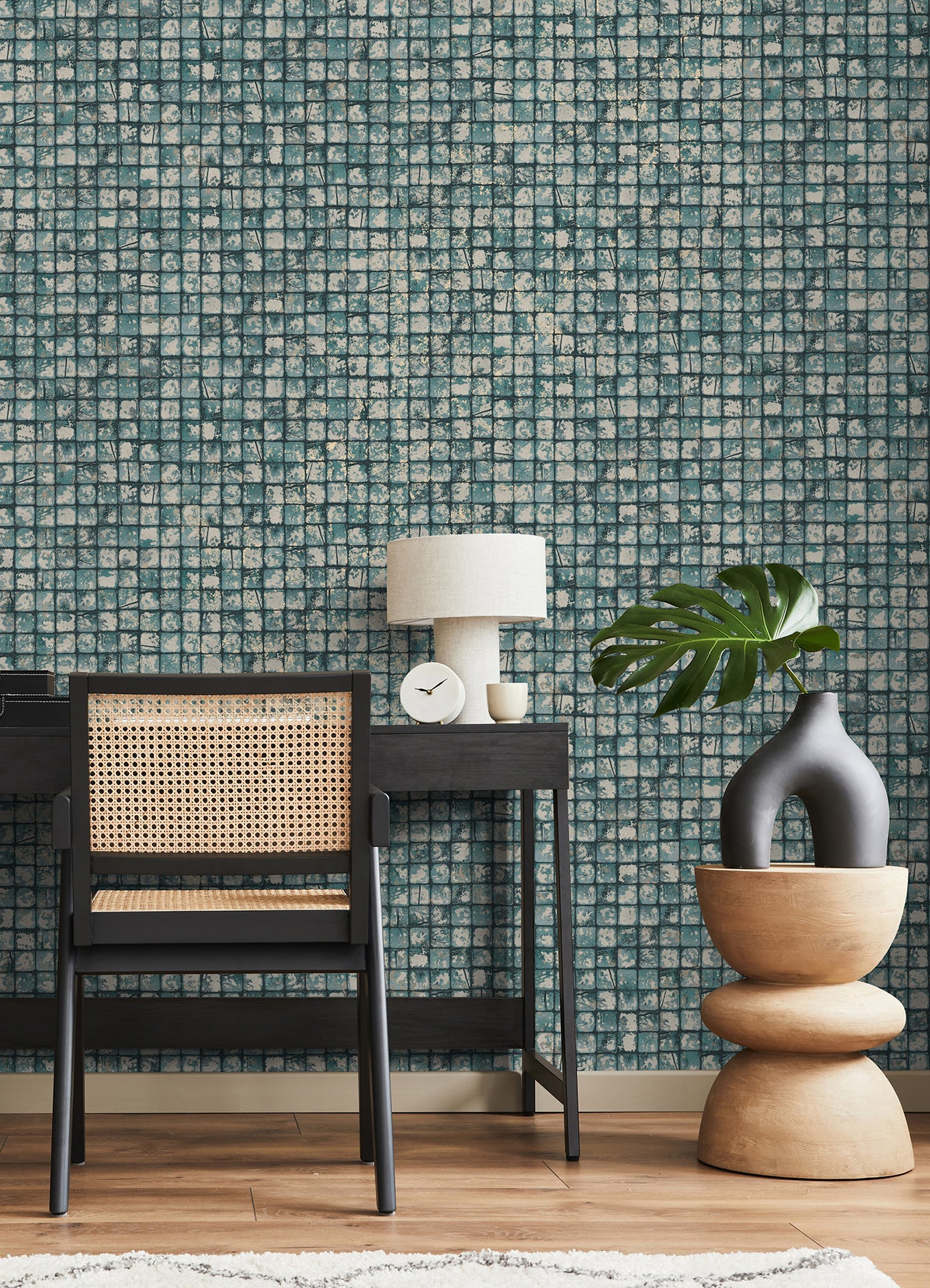 Advantage 4125-26758 Kingsley Blue Tiled Wallpaper