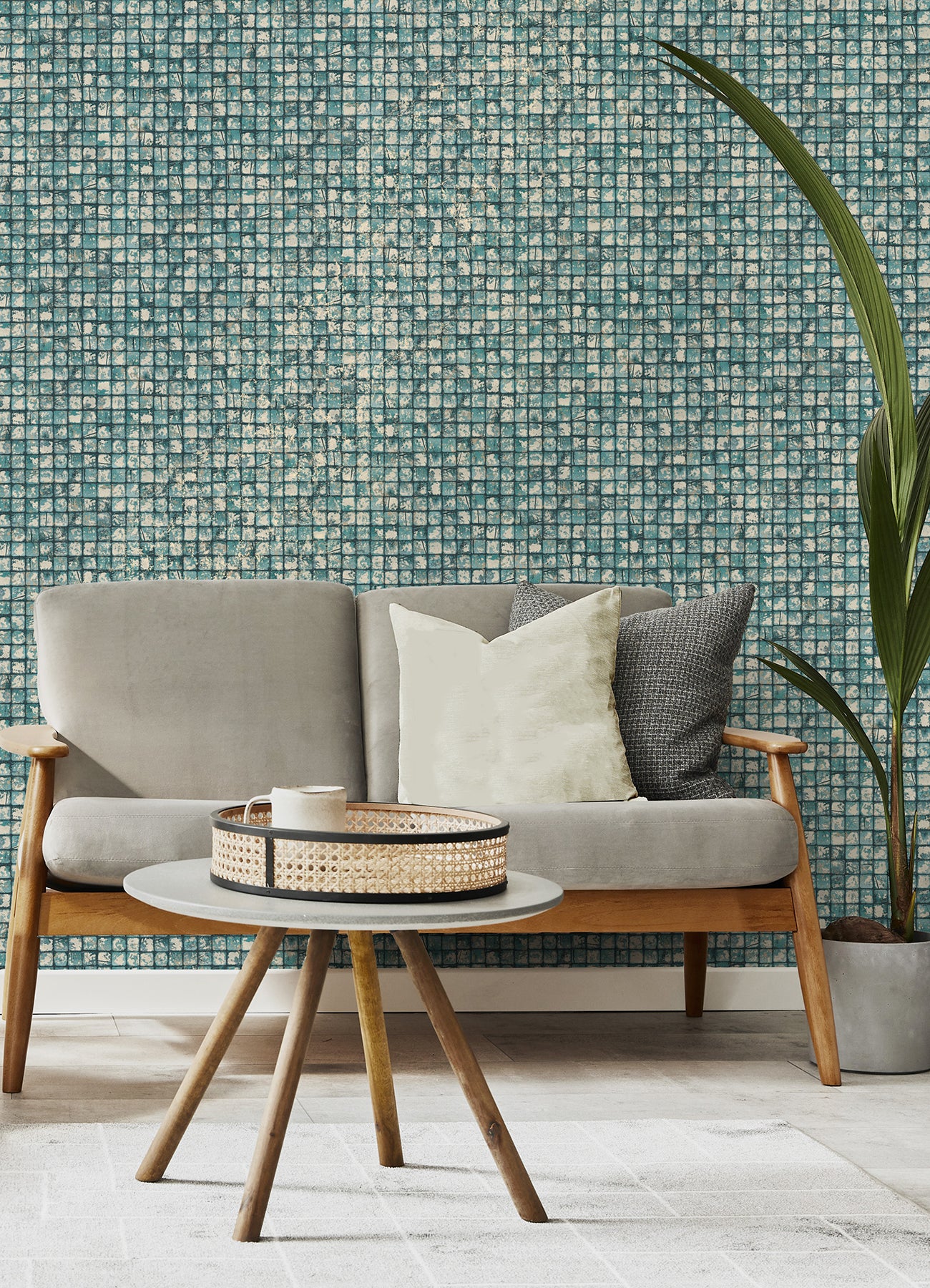 Advantage 4125-26758 Kingsley Blue Tiled Wallpaper