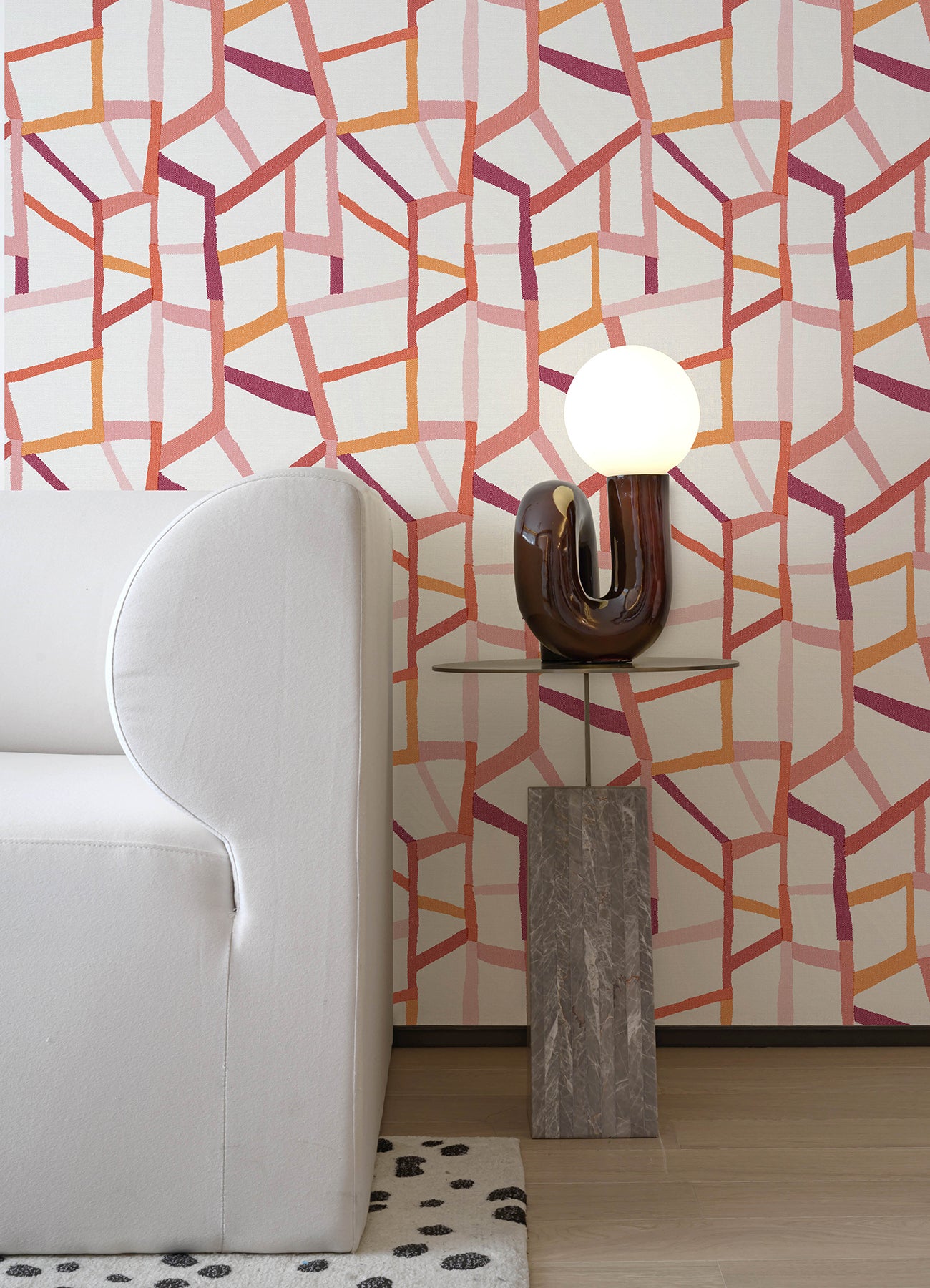 A-Street Prints 4135-25846 Tate Pink Geometric Linen Wallpaper