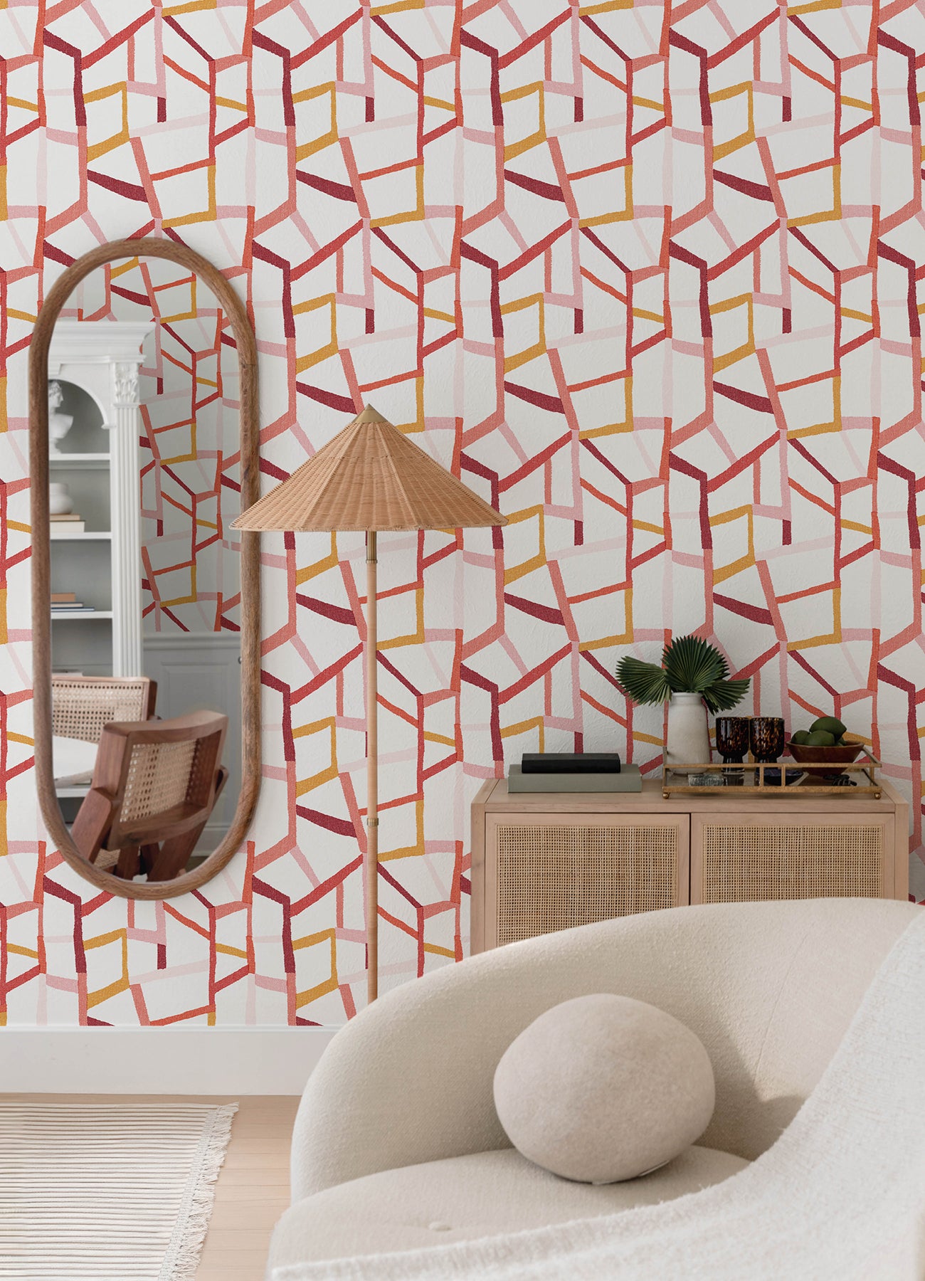 A-Street Prints 4135-25846 Tate Pink Geometric Linen Wallpaper
