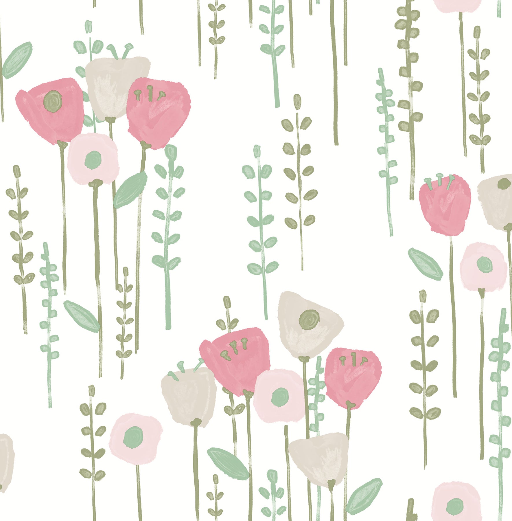 A-Street Prints 4135-27275 Mabel Pink Floral Field Wallpaper