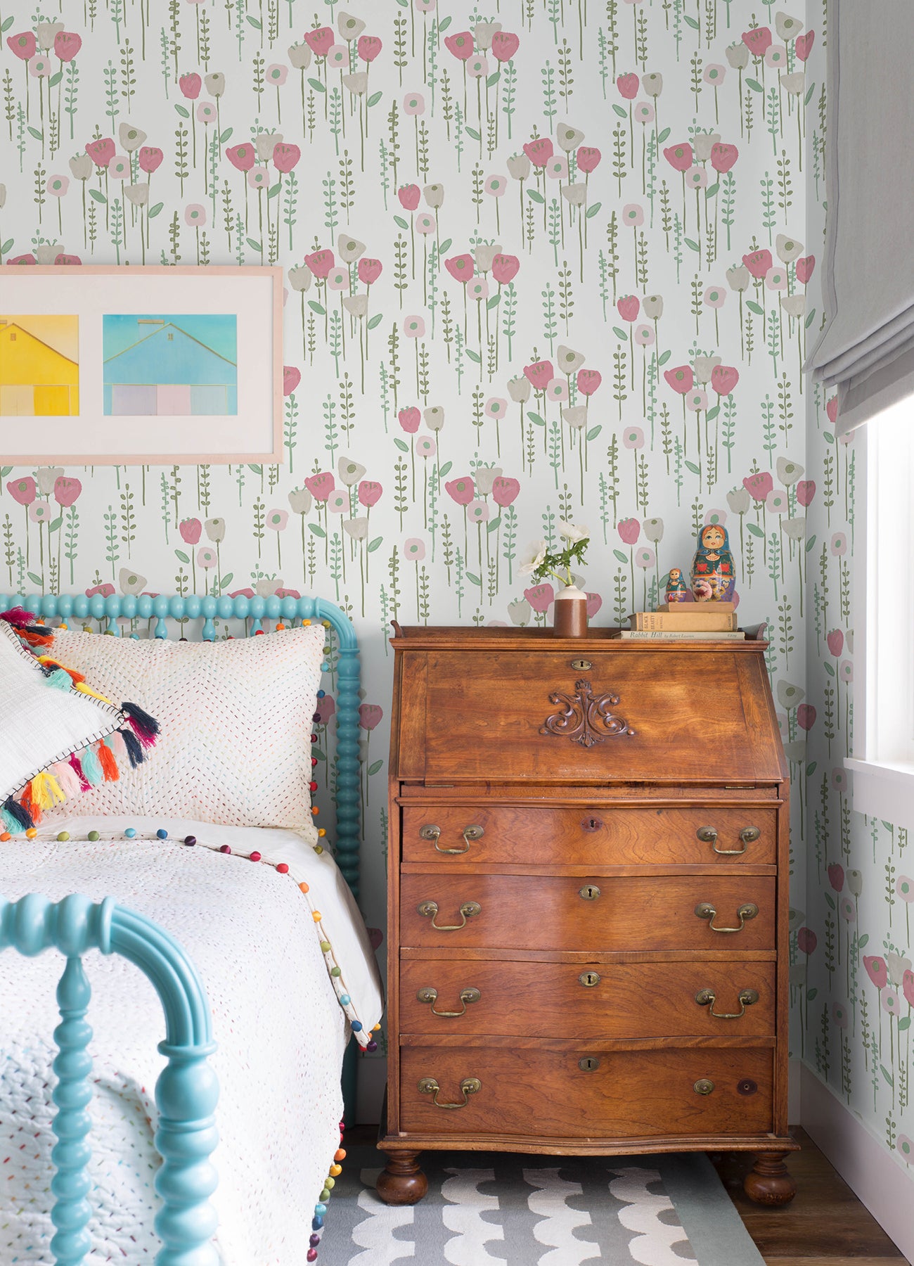 A-Street Prints 4135-27275 Mabel Pink Floral Field Wallpaper