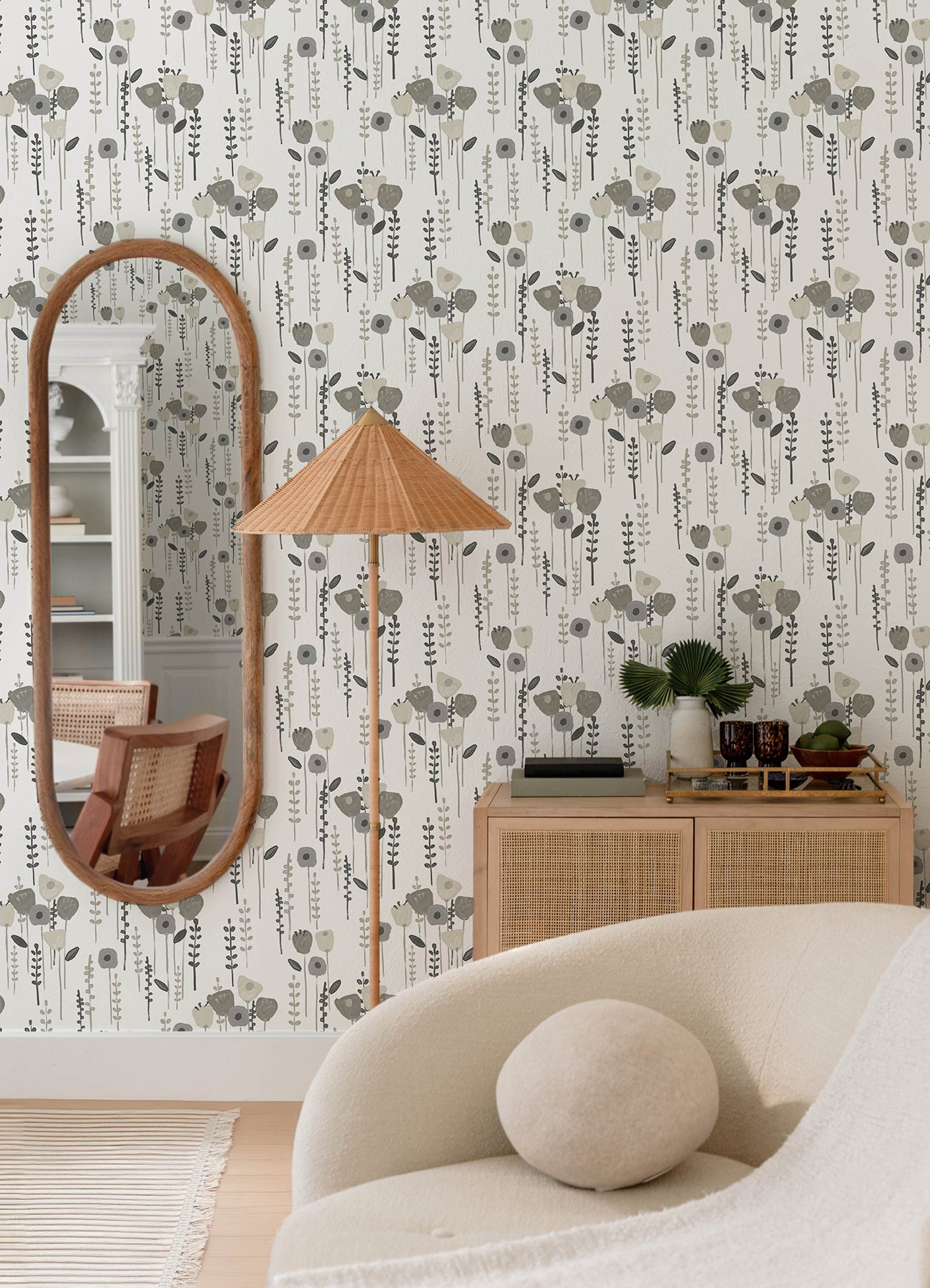 A-Street Prints 4135-27277 Mabel Grey Floral Field Wallpaper