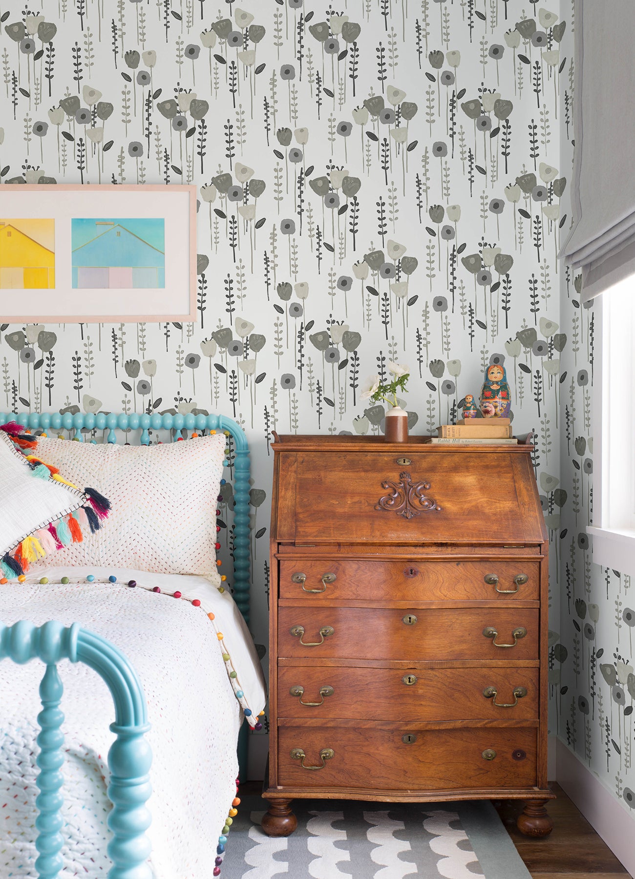 A-Street Prints 4135-27277 Mabel Grey Floral Field Wallpaper