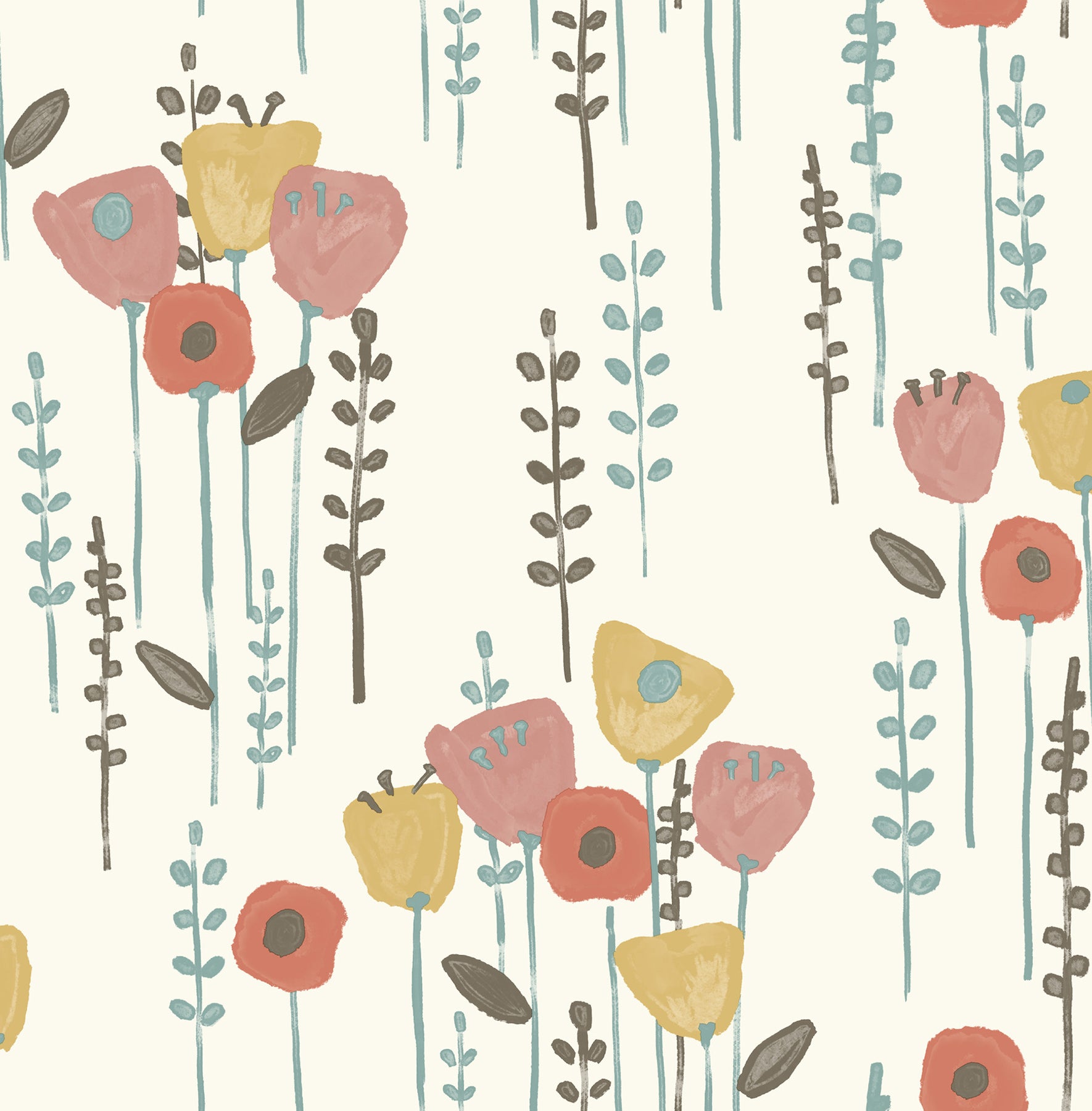 A-Street Prints 4135-27278 Mabel Coral Floral Field Wallpaper