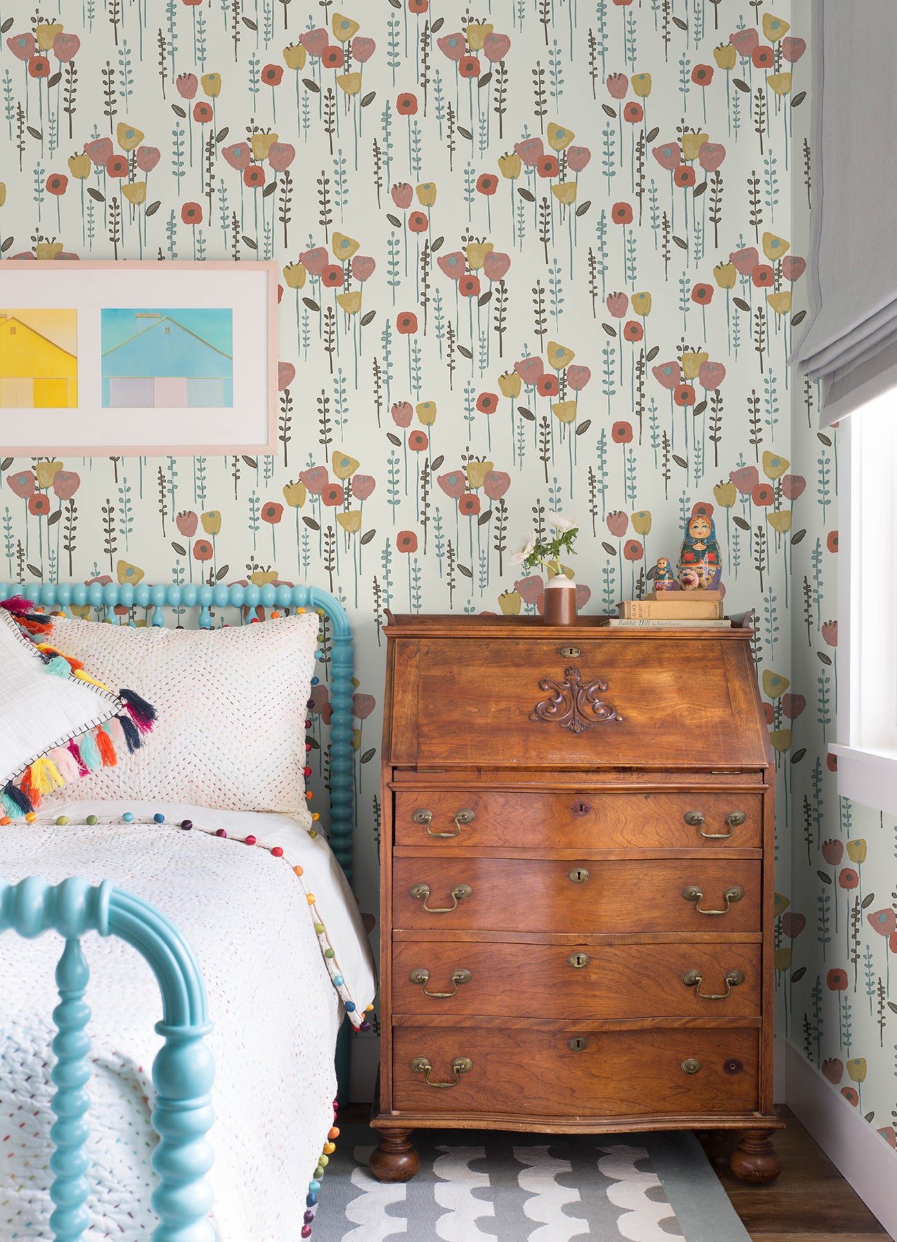 A-Street Prints 4135-27278 Mabel Coral Floral Field Wallpaper