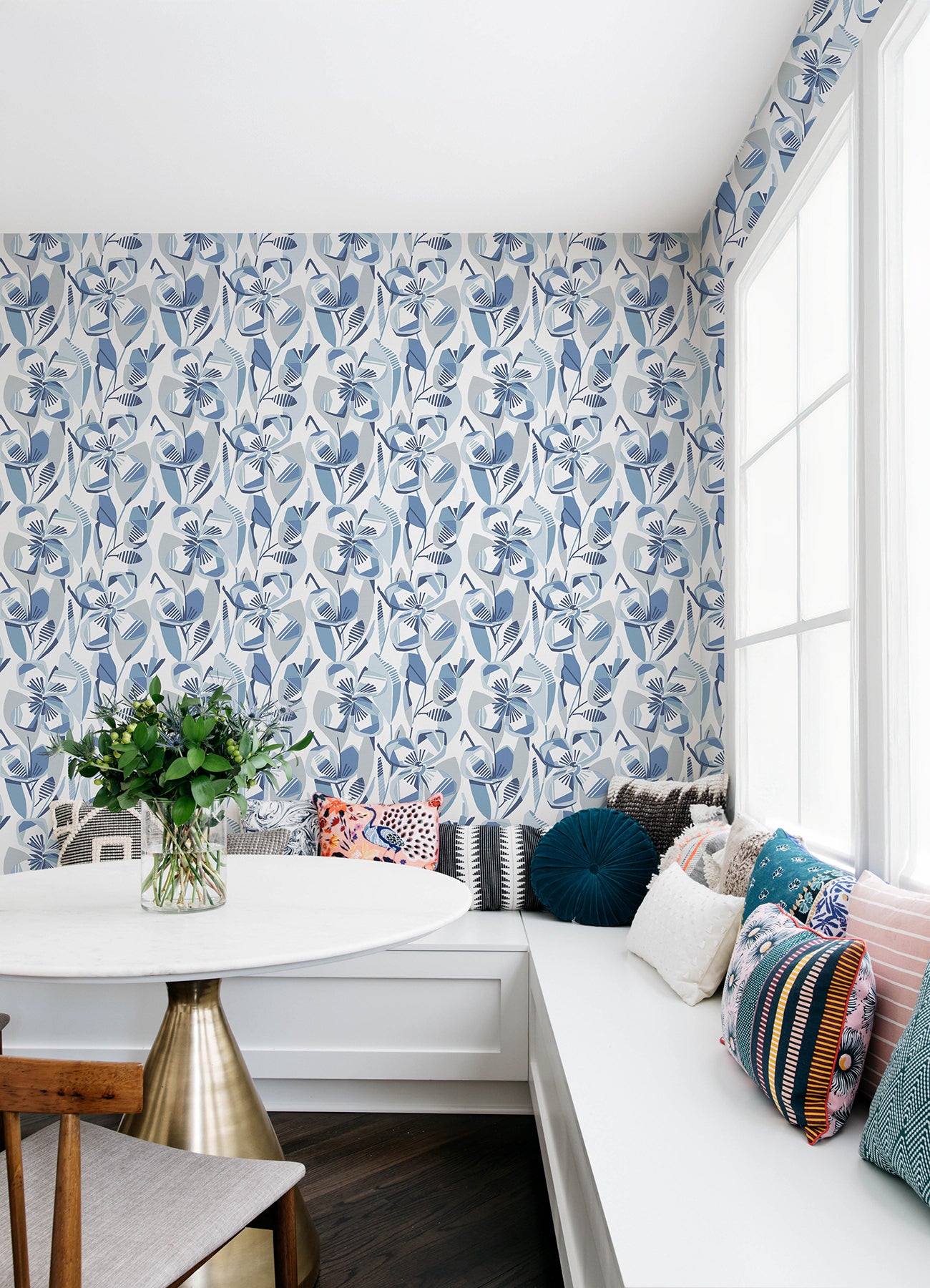 A-Street Prints 4135-27281 Nathalie Blue Abstract Blooms Wallpaper