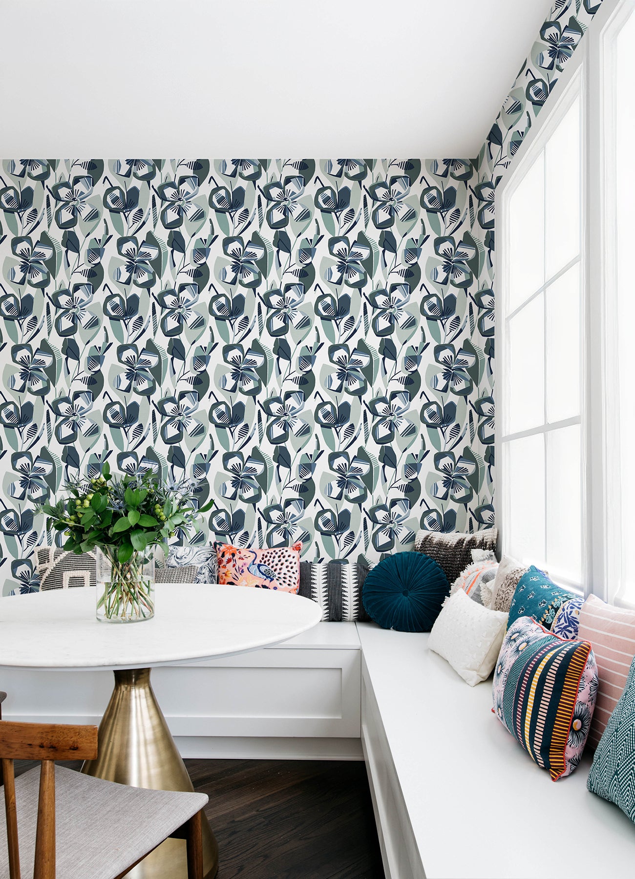 A-Street Prints 4135-27283 Nathalie Navy Abstract Blooms Wallpaper