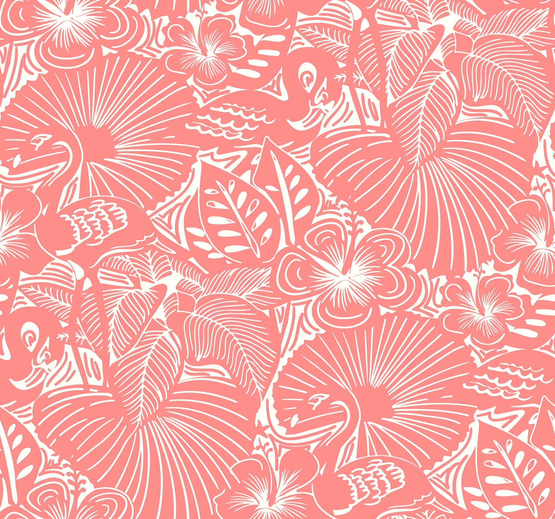 A-Street Prints 4135-72717 Idalia Coral Floral Flamingo Wallpaper