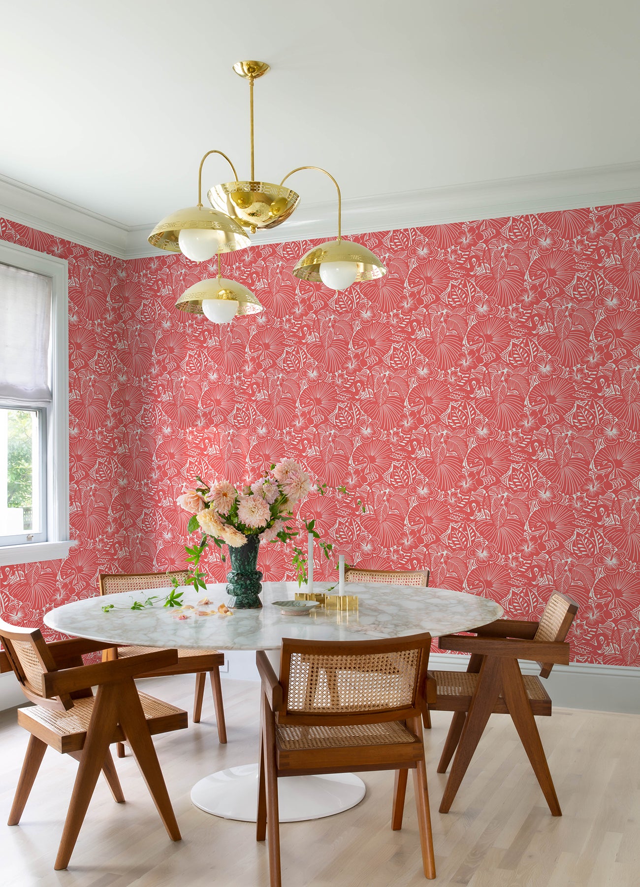 A-Street Prints 4135-72717 Idalia Coral Floral Flamingo Wallpaper