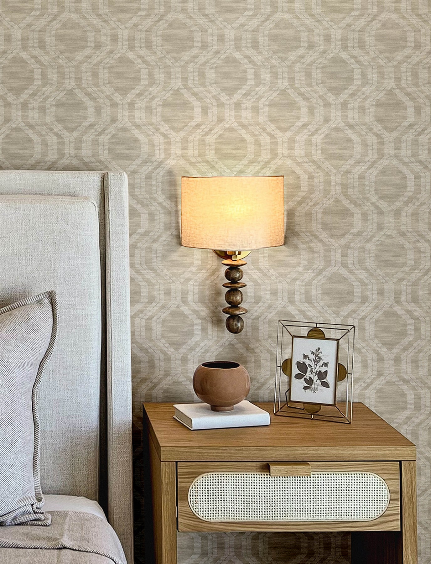 A-Street Prints 4141-27100 Burton Neutral Modern Ogee Wallpaper