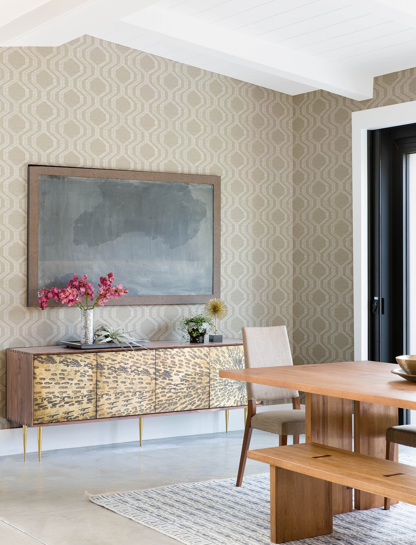 A-Street Prints 4141-27100 Burton Neutral Modern Ogee Wallpaper