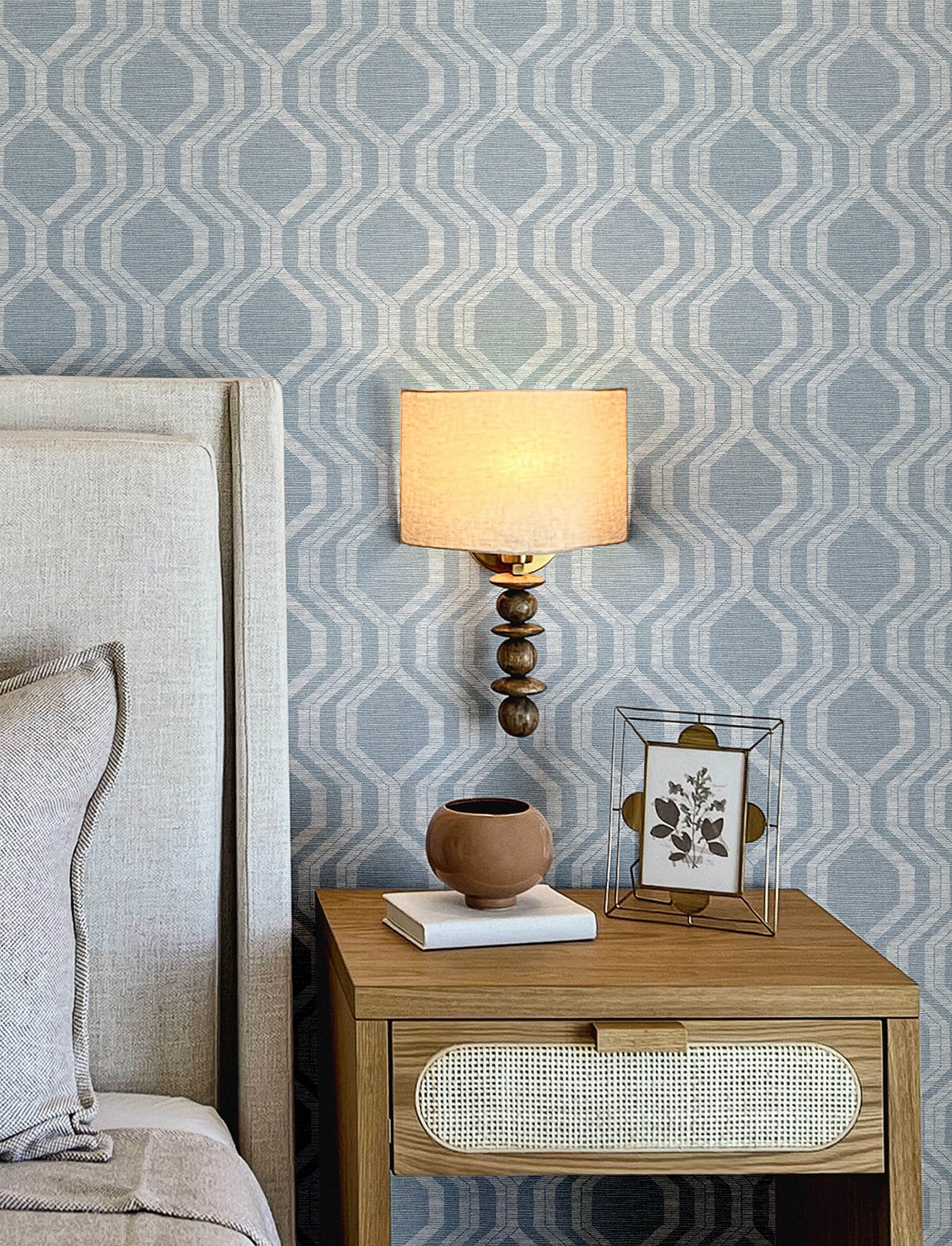 A-Street Prints 4141-27101 Burton Pewter Modern Ogee Wallpaper