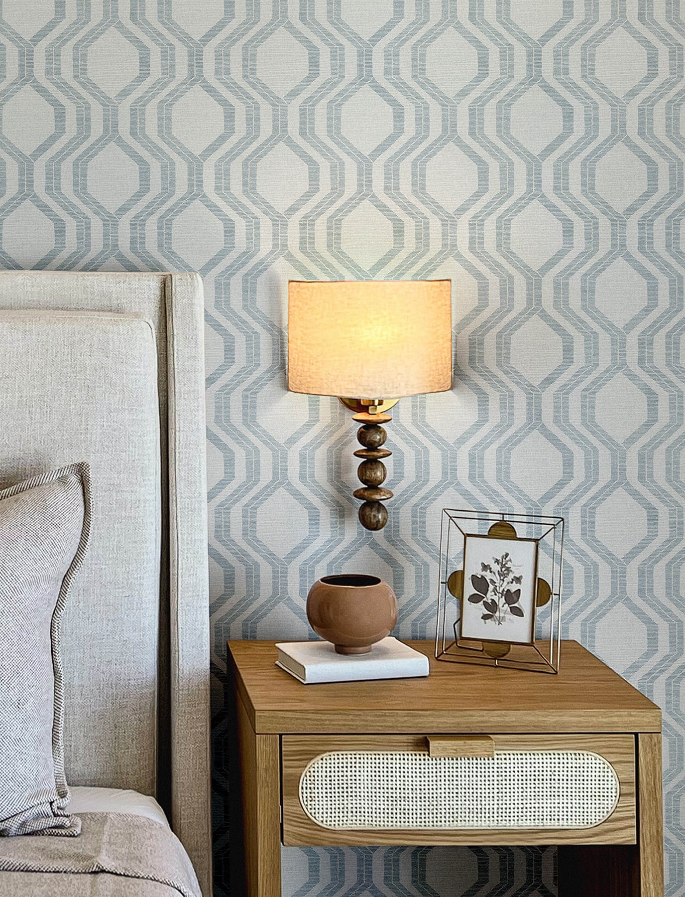 A-Street Prints 4141-27102 Burton Light Blue Modern Ogee Wallpaper