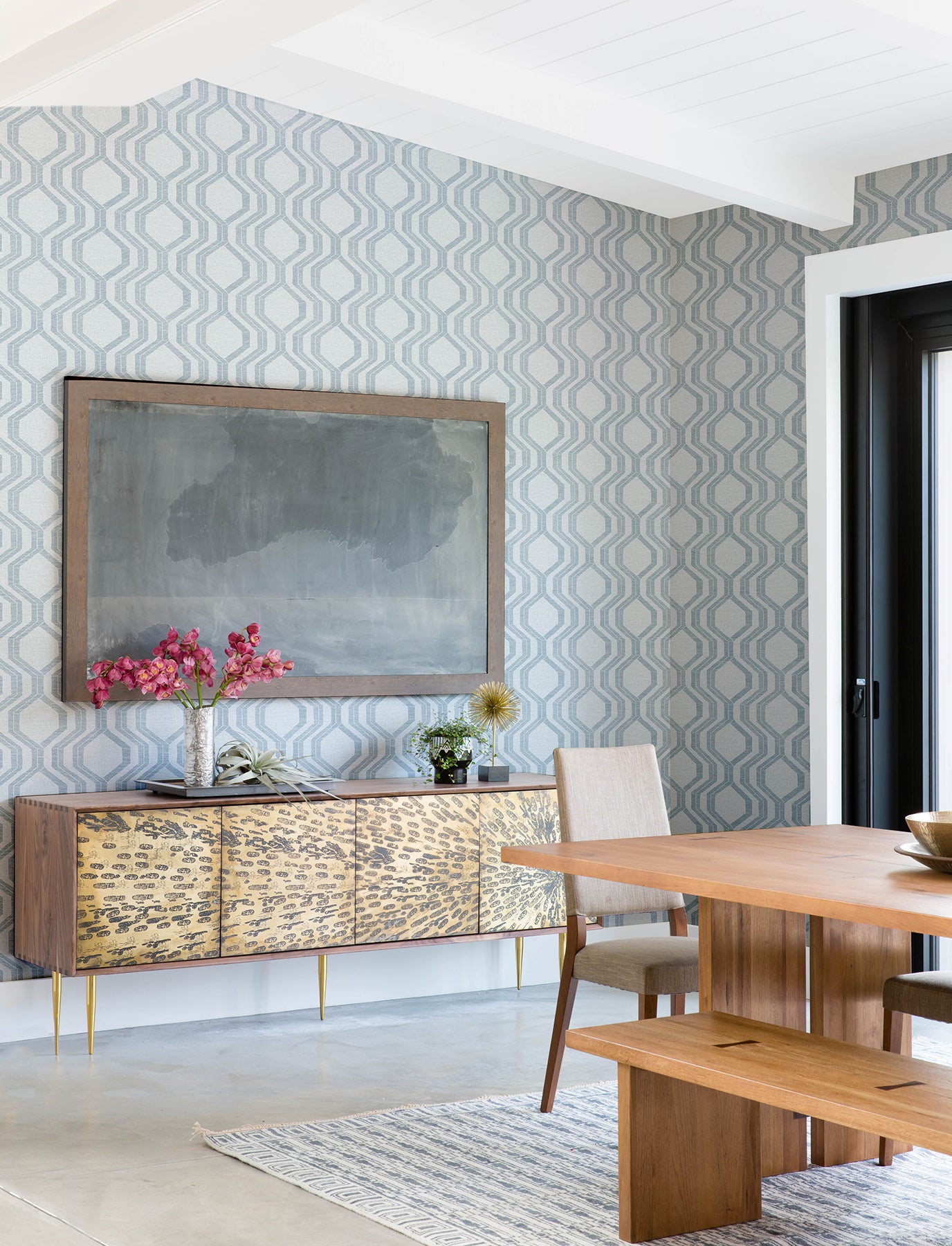 A-Street Prints 4141-27102 Burton Light Blue Modern Ogee Wallpaper