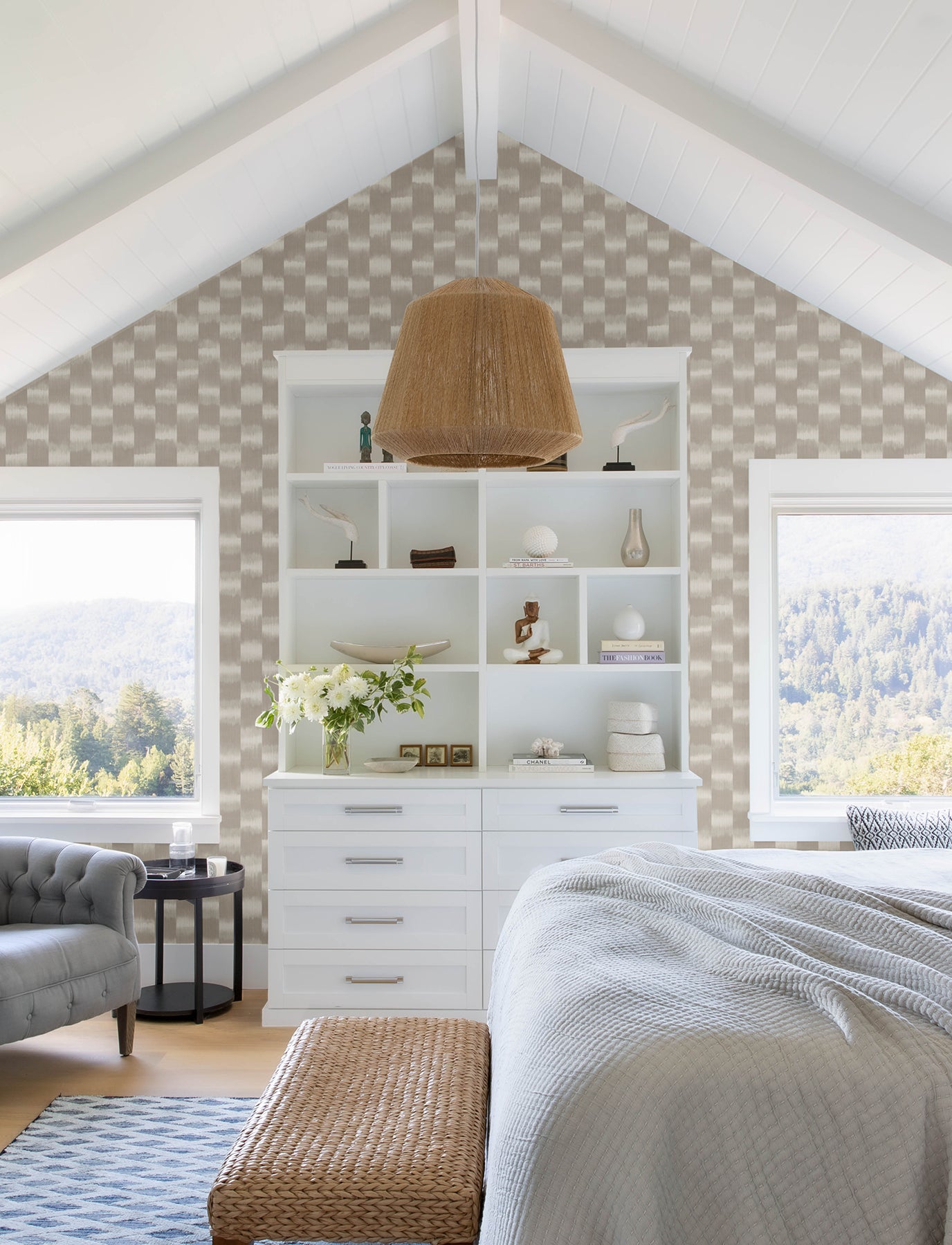 A-Street Prints 4141-27117 Baldwin Taupe Shibori Stripe Wallpaper