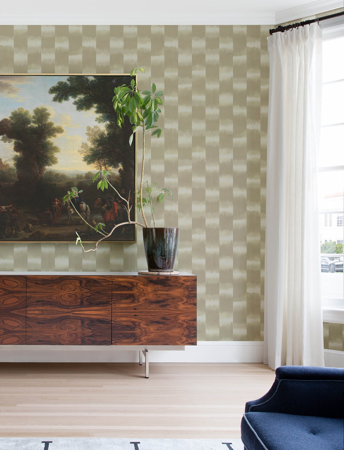 A-Street Prints 4141-27118 Baldwin Champagne Shibori Stripe Wallpaper