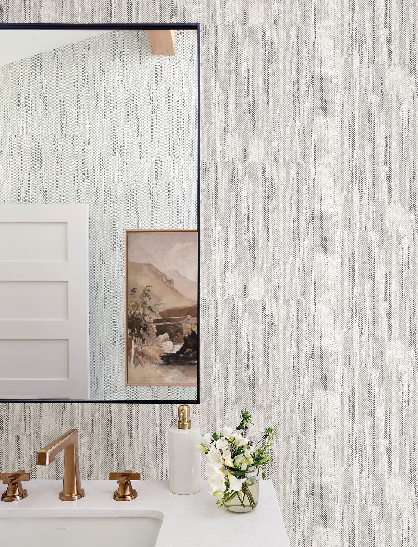 A-Street Prints 4141-27151 Baris Charcoal Stipple Stripe Wallpaper