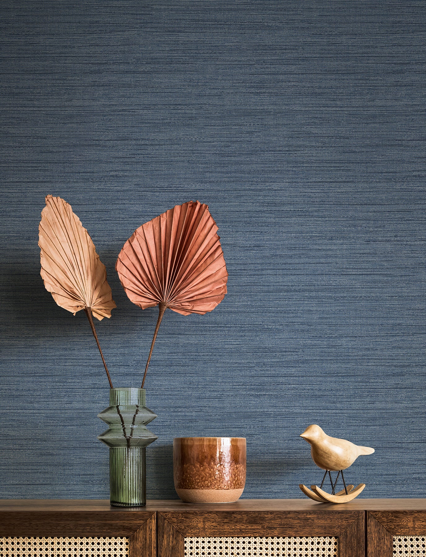 A-Street Prints 4141-27165 Sheehan Denim Faux Grasscloth Wallpaper